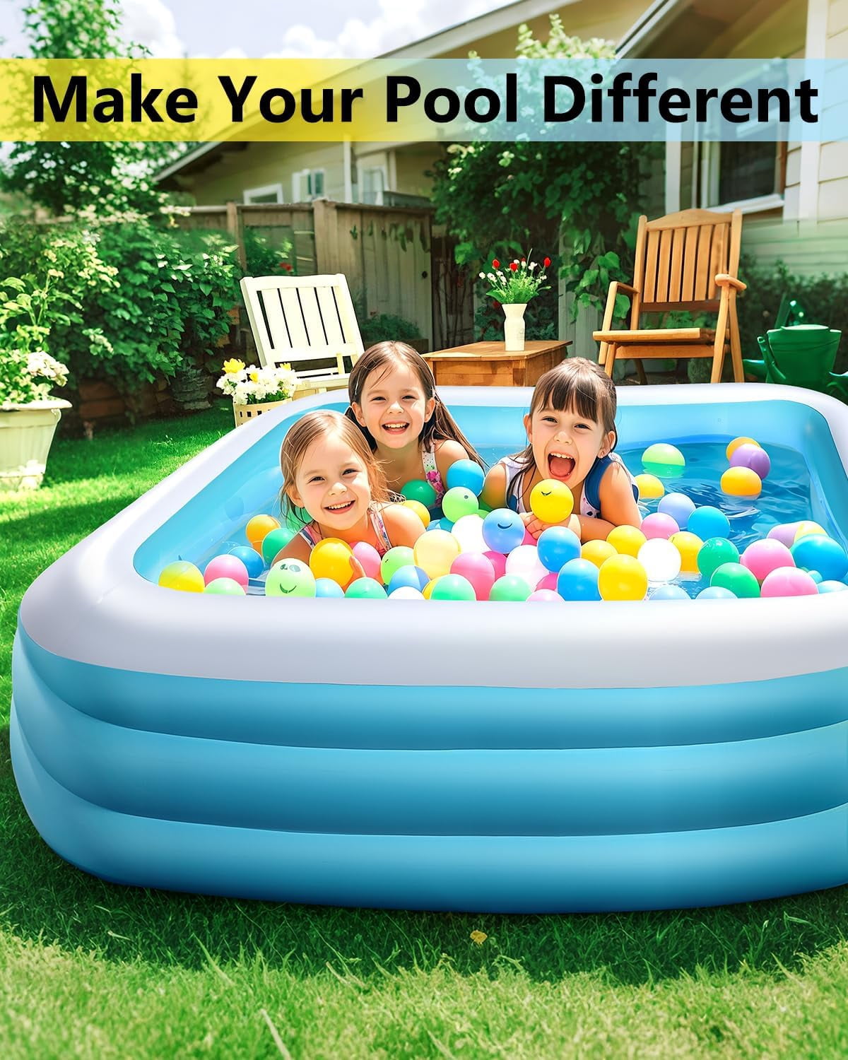 2025 Upgrade Inflatable Pool for Kids and Adults-120*72*22 Full-Sized Inflatable Swimming Pool Leakproof Blow Up Above Ground for Backyard Outdoor Garden Summer Water Party Pink