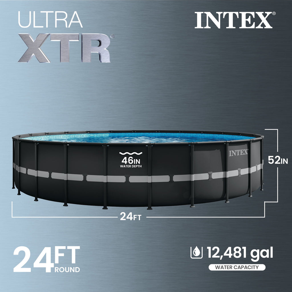 INTEX 24ft x 52in Ultra XTR Above Ground Swimming Pool, Sand Filter Pump, & Automatic Vacuum Cleaner