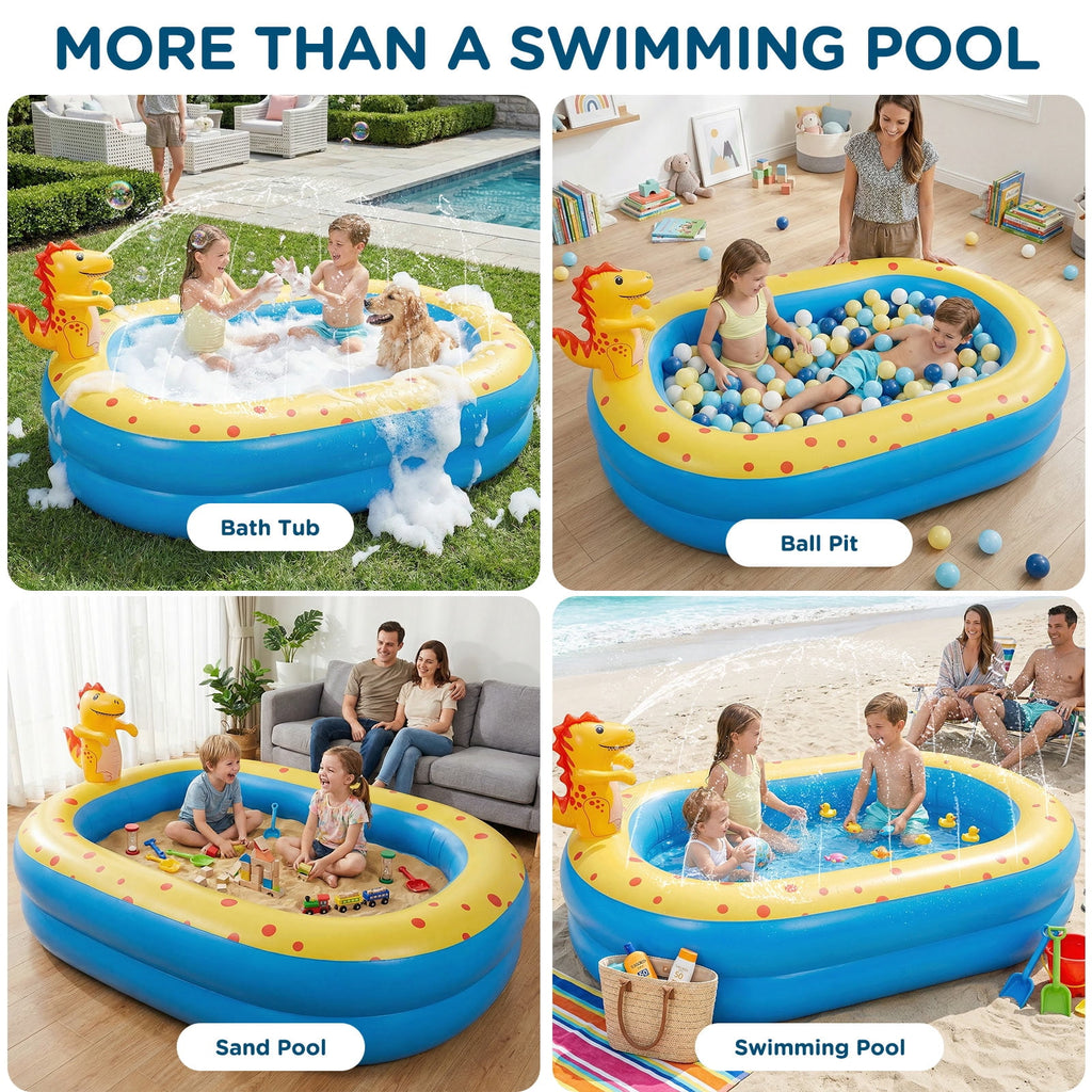 Livhil Inflatable Swimming Pool for Kids with Sprinkler, Kiddie Pools 67x41x32in Family Size Backyard Summer Water Play, Dolphin