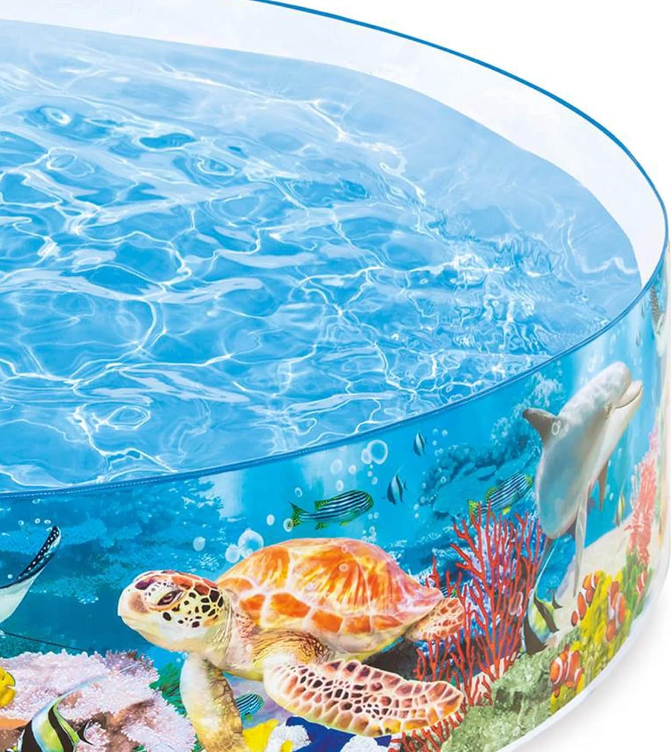 Deep Sea Blue 8 Feet x 18 Inch SnapSet Instant Round Plastic Above Ground Swimming Kiddie Pool for Ages 3 Years and Up, Blue