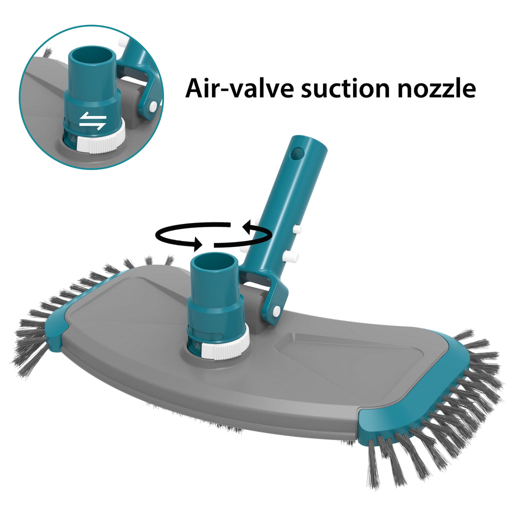 Bluescape Teal & Gray 14in Pool Vacuum Head with Air Valve and PP Bristles