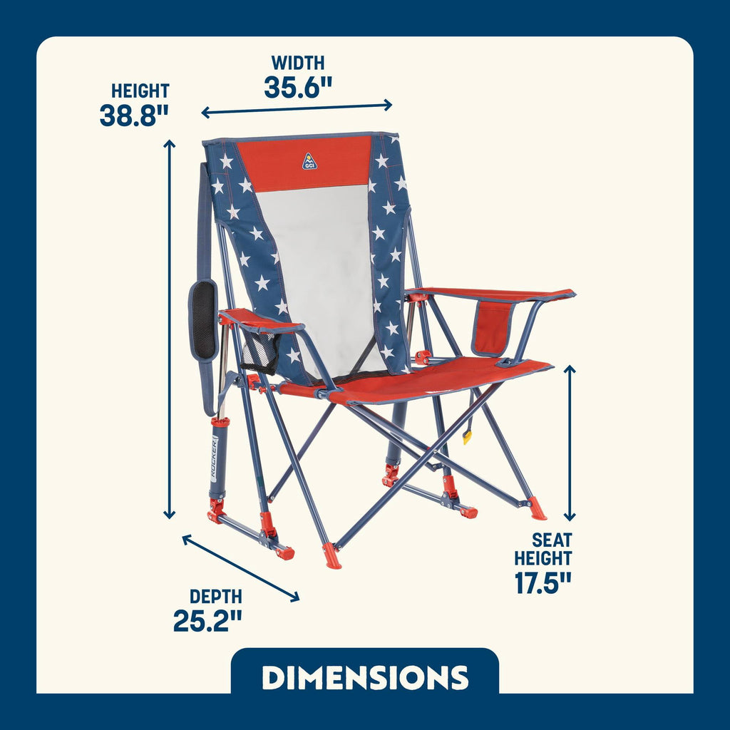 GCI Outdoor Comfort Pro Rocker Camping Chair with Mesh Backrest, Pastel Green Colorblock