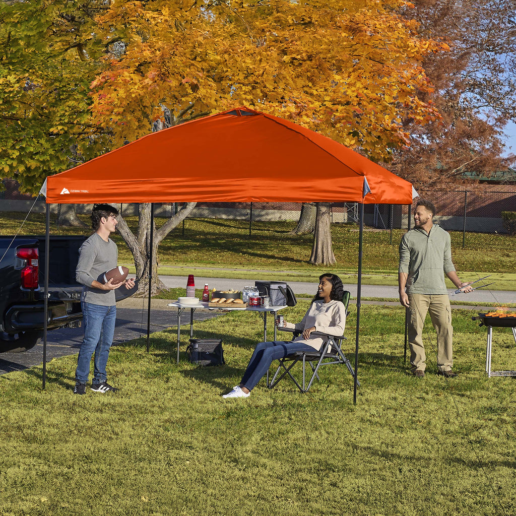 Ozark Trail 10x10 Instant Pop Up Canopy Tent with Simple Push Setup – Straight Leg Pop-Up Tent for Tailgating, Camping & Events, Gold