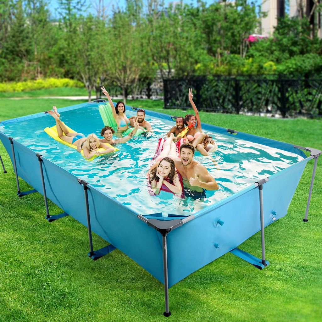 Naipo 15FT Swimming Pool Rectangular Above Ground Family Swimming Above Ground Pool Durable Summer Backyard Spacious Design for Swimming and Play