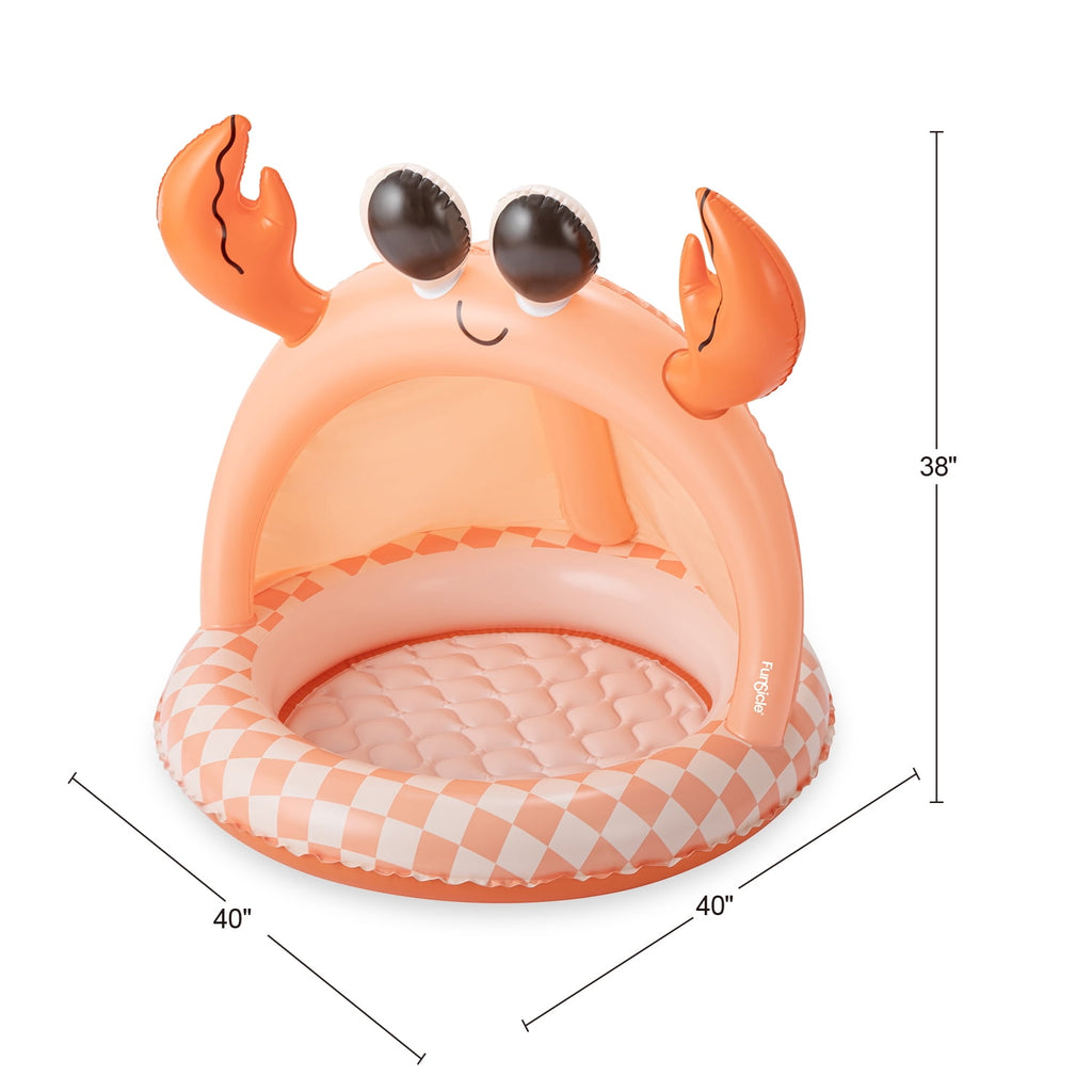 Funsicle Happy Snappy Crab Shaded Inflatable Kids Splash Pool, 40 x 40 x 38, Ages 1 to 3