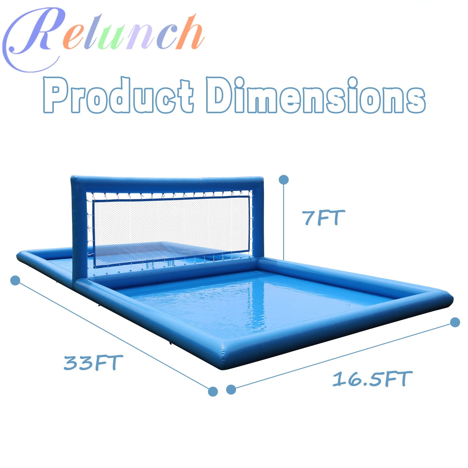 Relunch 33FT Inflatable Volleyball Court, 2 in 1 Volleyball Pool Football Court Water Soccer Field with 800W Blower for Beach Backyard Outdoor Summer Party ,33ft(L) x 16.5ft(W) x 7ft(H)