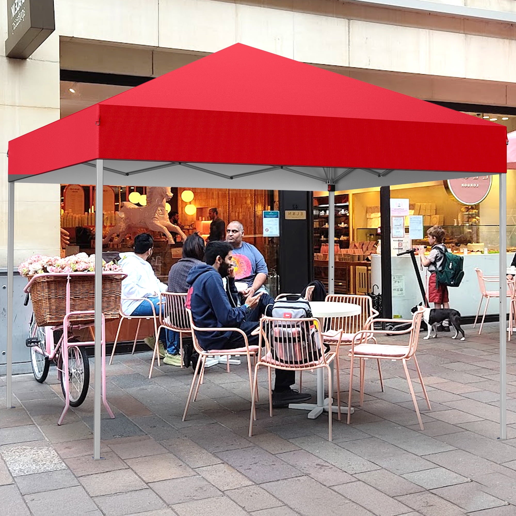 GVDV Canopy Tent, 10x10 ft Easy Pop up Outdoor Canopy Tent, Portable Straight Leg Gazebo Instant Canopy, Blue