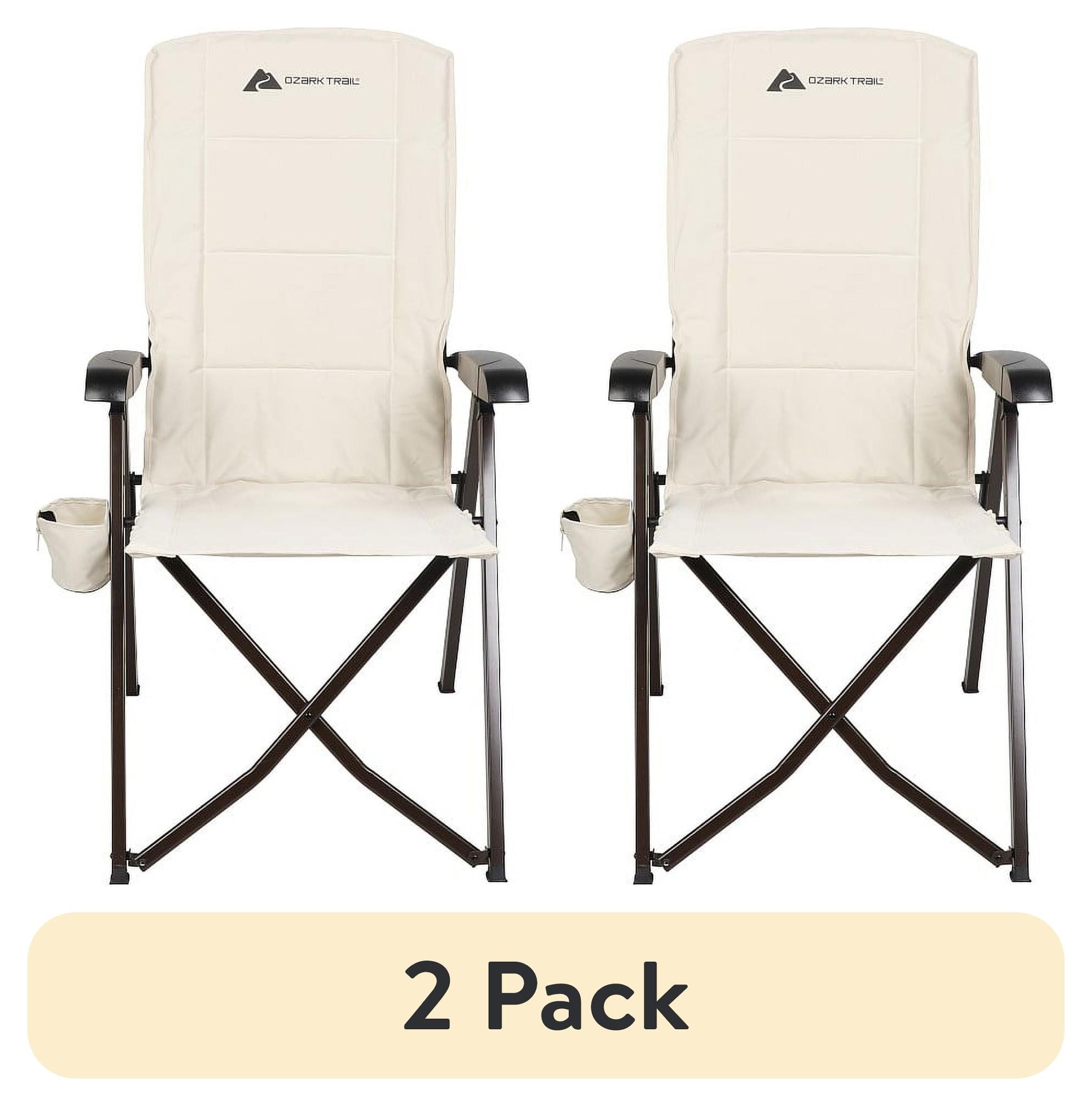Ozark Trail Glamp High Back Reclining Lounge Chair with Adjustable Armrests, Creme