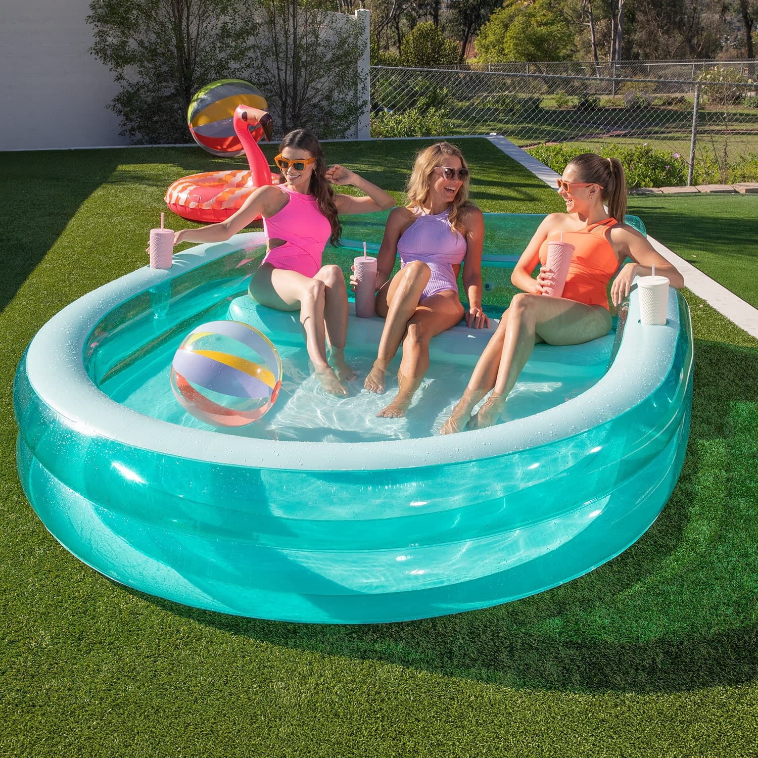 Funsicle Blissful Bench Inflatable Pool For Kids & Adults, 89 x 83 x 27, Age 3 & up