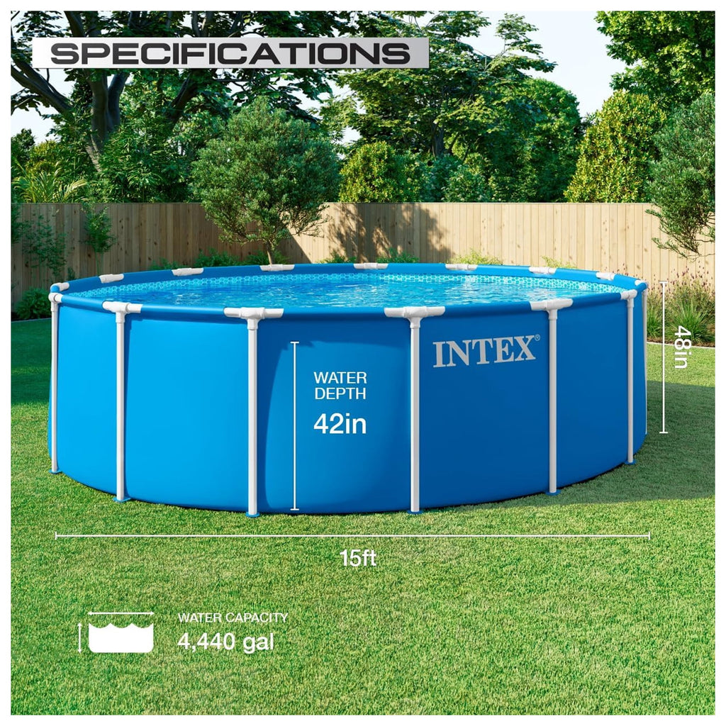 INTEX Metal Frame 10ft x 30in Above Ground Swimming Pool Set w/ Filter Pump