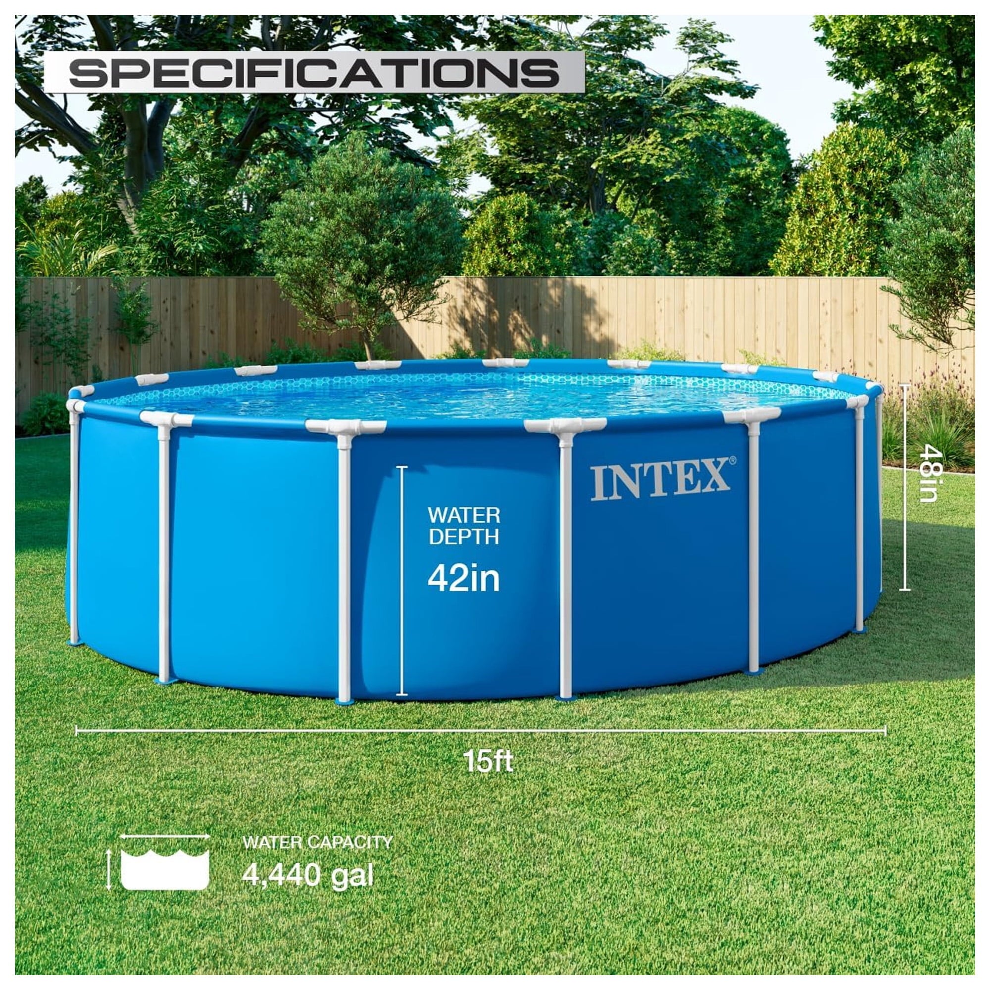INTEX Metal Frame 10ft x 30in Above Ground Swimming Pool Set w/ Filter Pump
