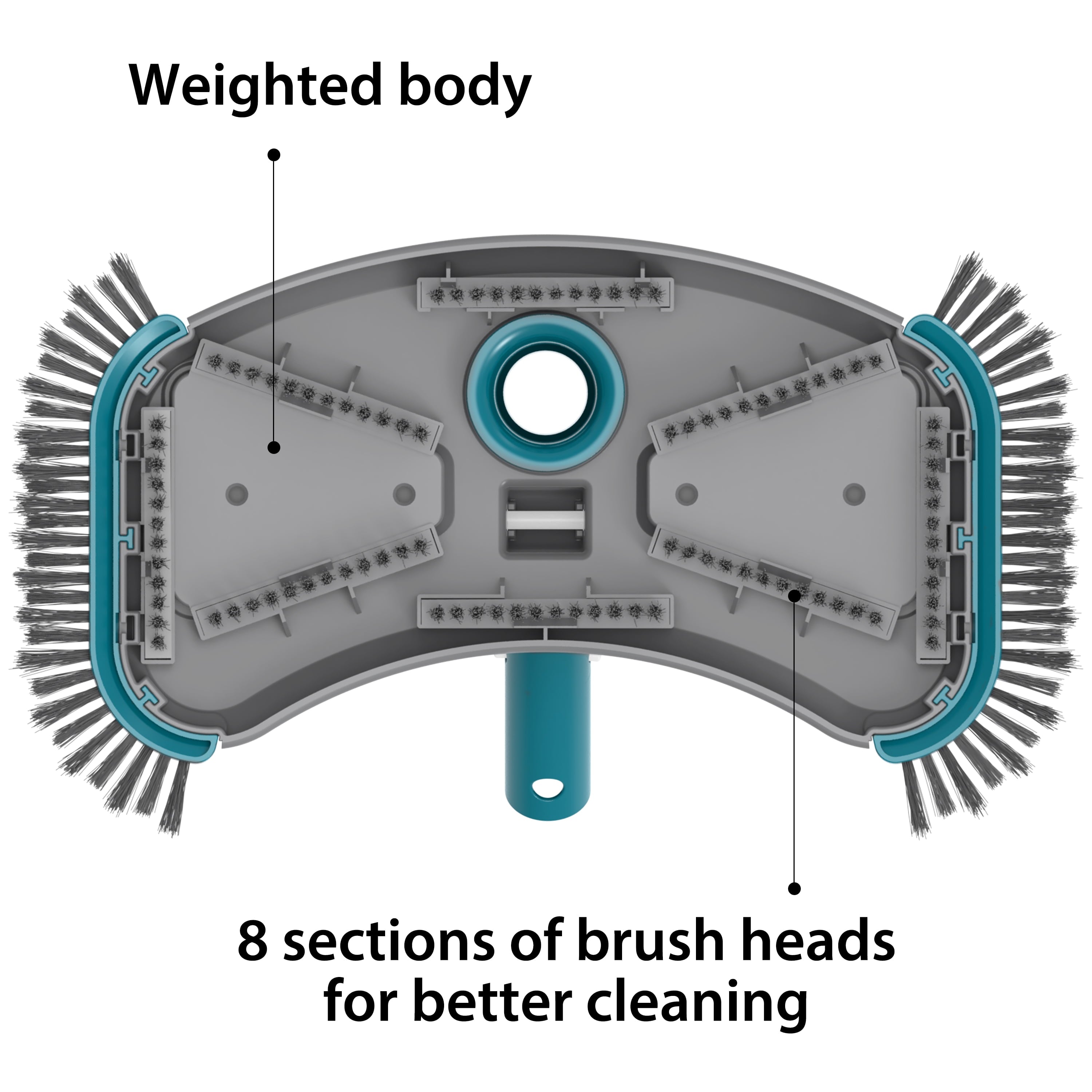 Bluescape Teal & Gray 14in Pool Vacuum Head with Air Valve and PP Bristles