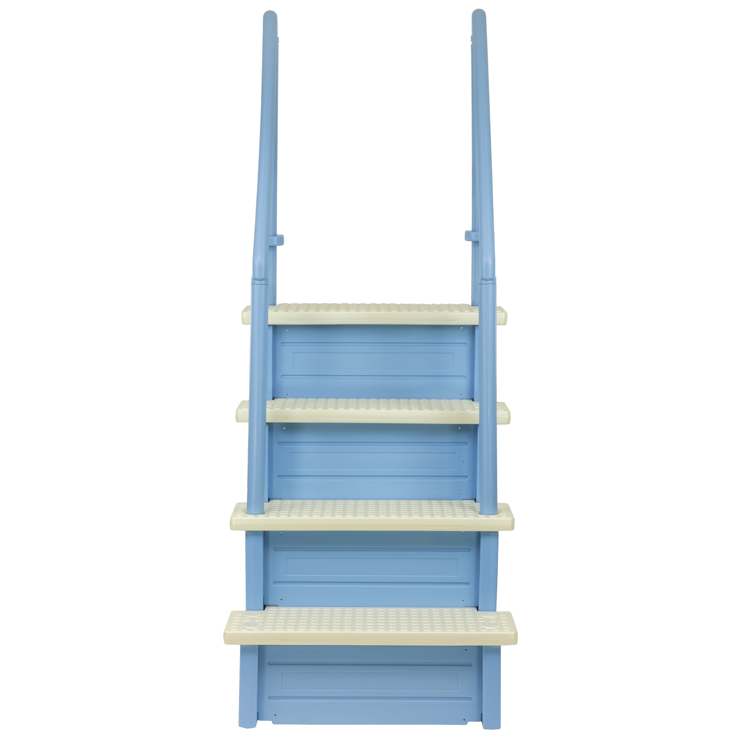 Aqua Select White Anti-Slip Pool Steps with White Steps and White Outside Flip-up Safety Ladder, 48-54H