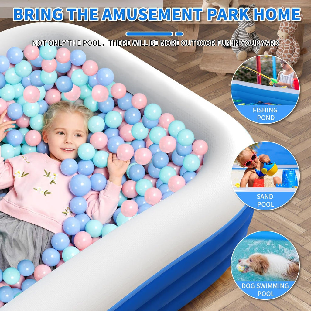 Cowin Inflatable Swimming Pool for Kids Adults, 120 x 72 x 22 Blow up Pool, Family Inflatable Swimming Pools for Backyard, Blue