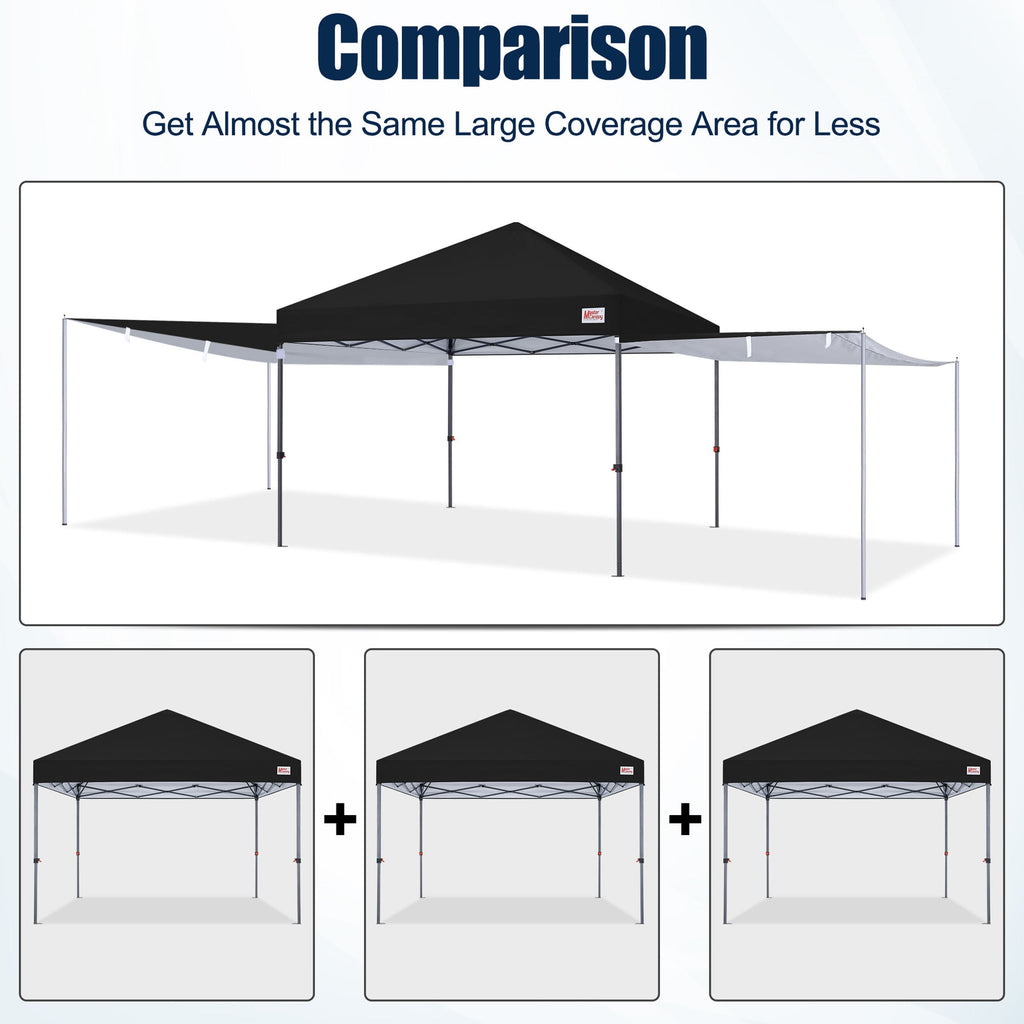 MASTERCANOPY 10 x 10ft Pop-up Canopy Tent with 2 Detachable Side Shades, White