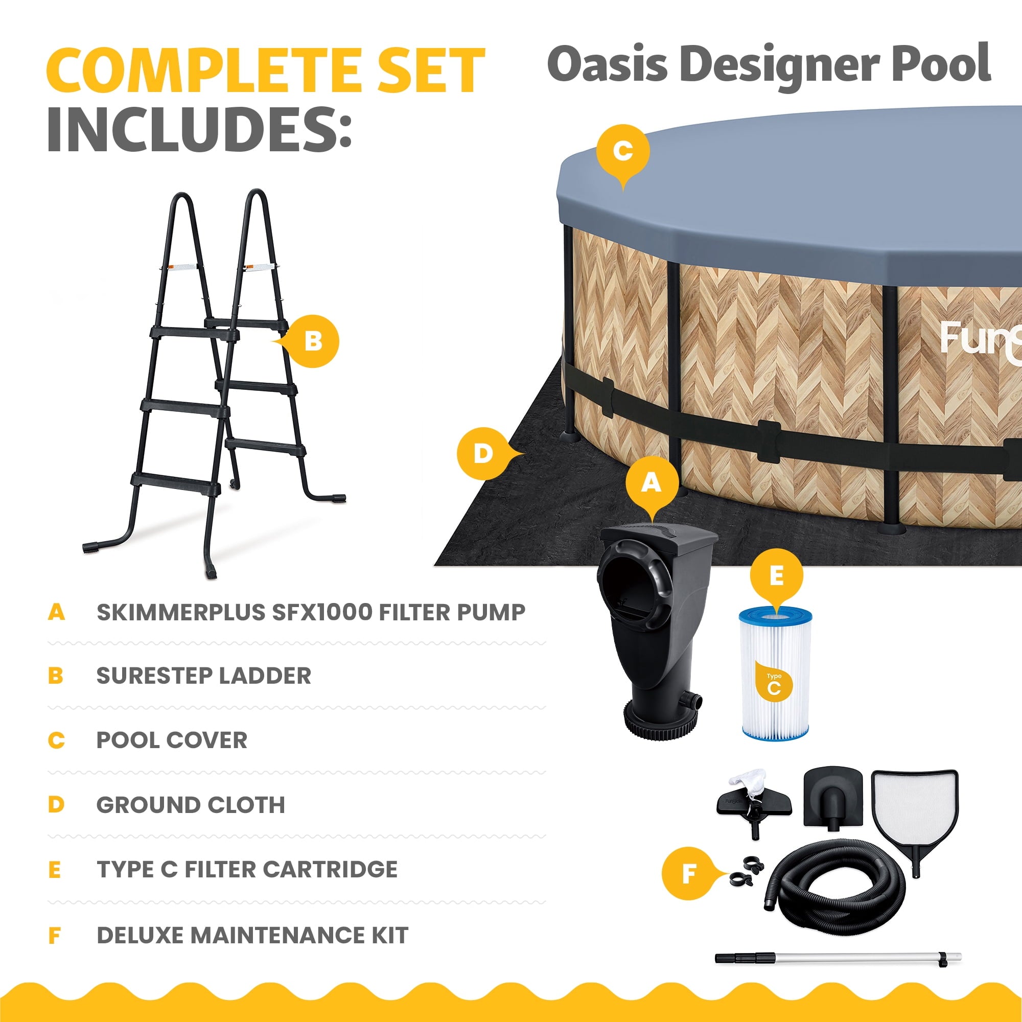 Funsicle 14ft Round Oasis Above Ground Pool with SkimmerPlus Filter Pump, Age 6 & up