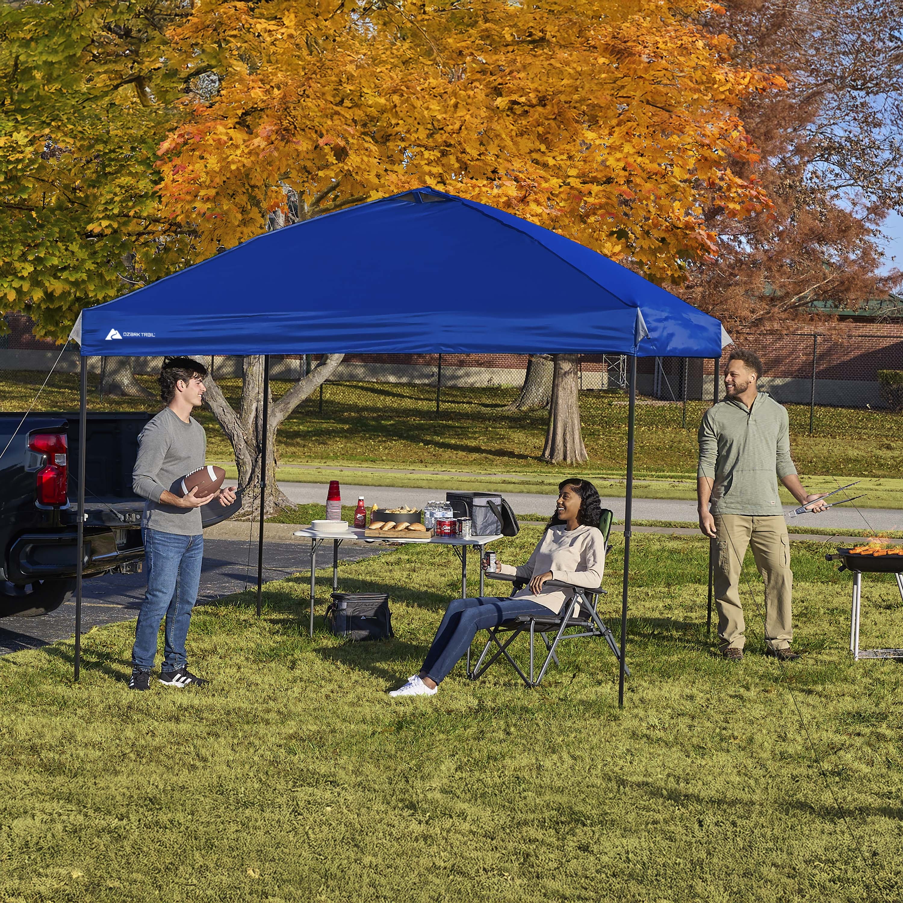 Ozark Trail 10x10 Instant Pop Up Canopy Tent with Simple Push Setup – Straight Leg Pop-Up Tent for Tailgating, Camping & Events, Gold