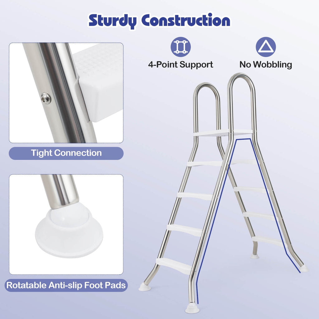 Costway 75.6 Above Ground Pool Ladder with Top Platform Non-slip Steps & Rounded Handrails