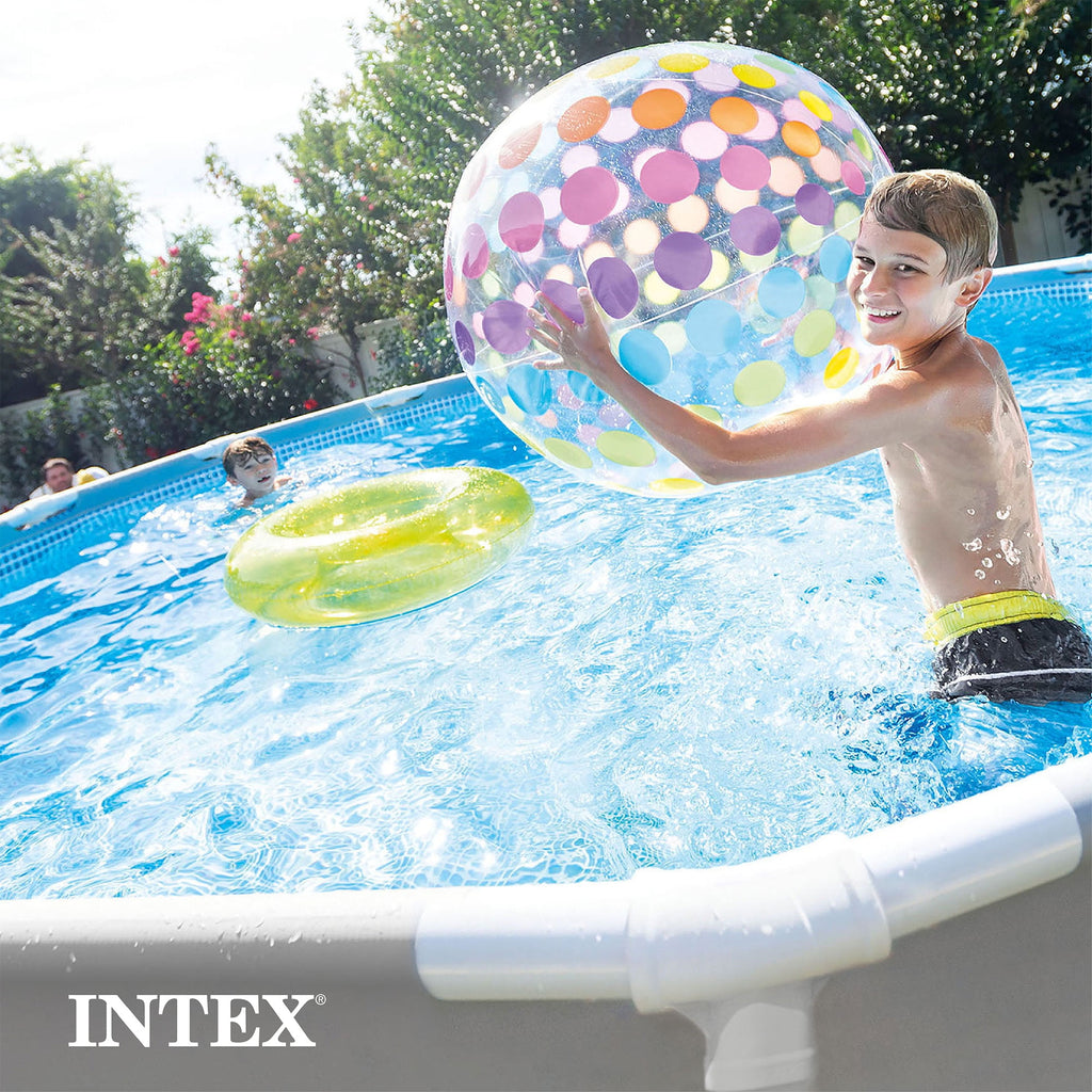 INTEX Round Prism Frame 10ft x 30in Above Ground Swimming Pool Set, Gray