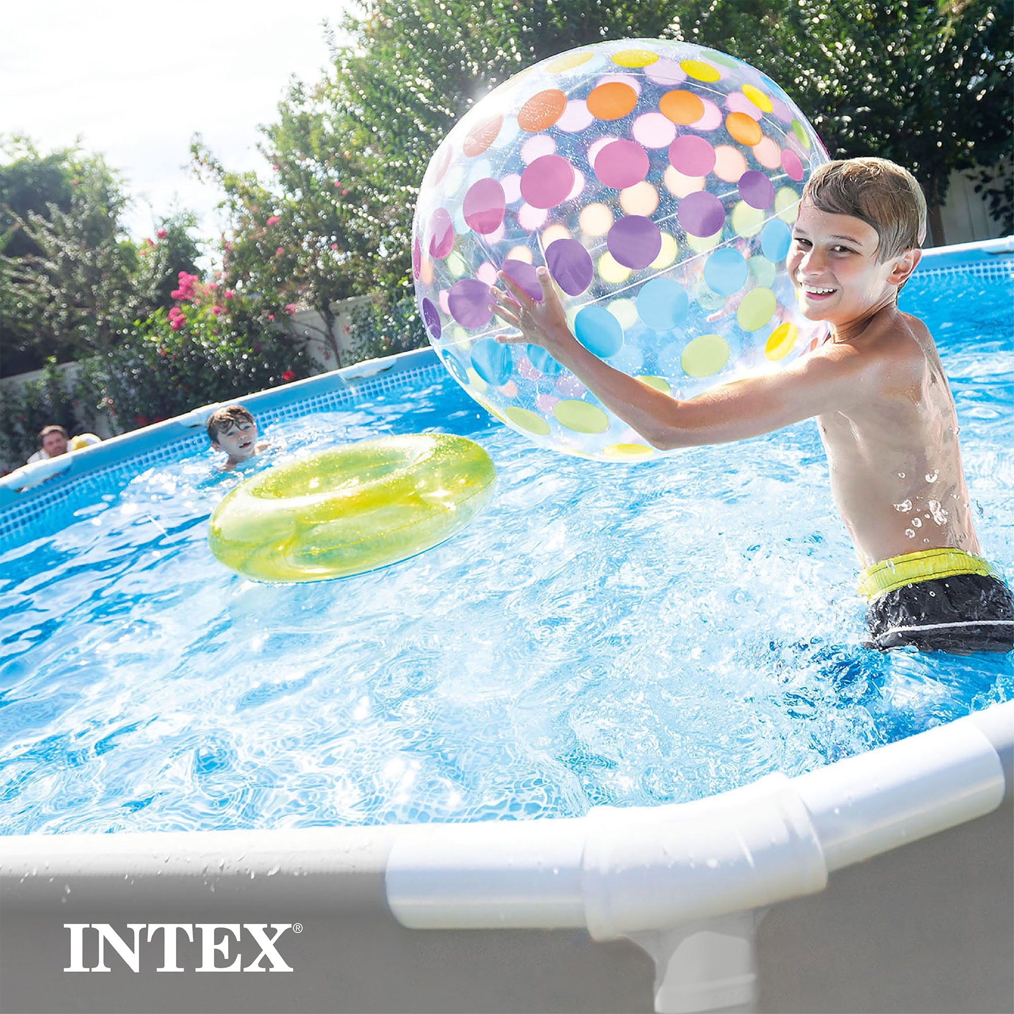 INTEX Round Prism Frame 10ft x 30in Above Ground Swimming Pool Set, Gray