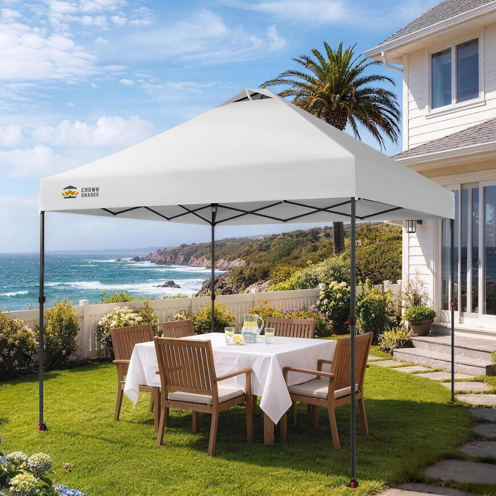 CROWN SHADES 10x10 Pop Up Canopy Patented Center Lock One Push Instant Outdoor Canopy Tent Grey