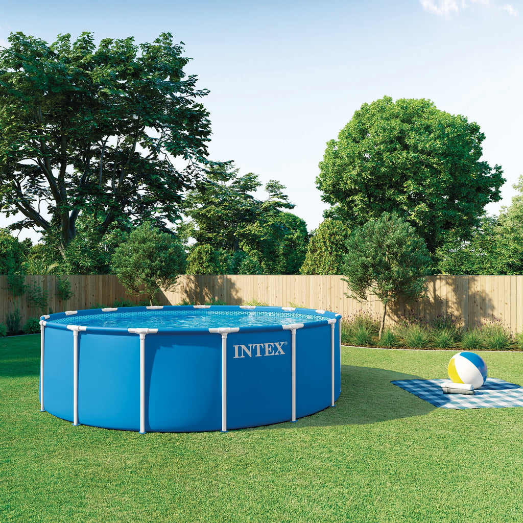 INTEX Metal Frame 10ft x 30in Above Ground Swimming Pool Set w/ Filter Pump