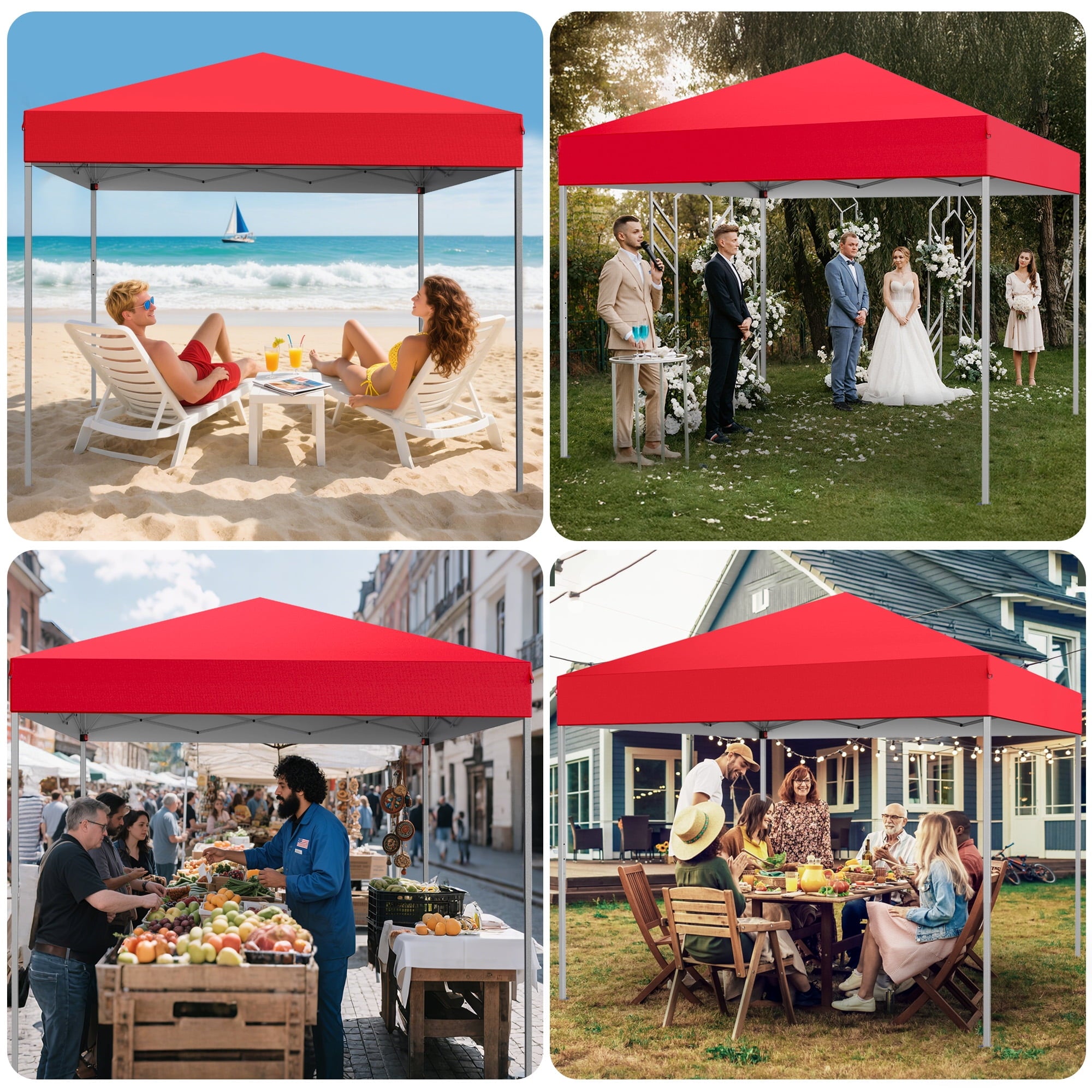 GVDV Canopy Tent, 10x10 ft Easy Pop up Outdoor Canopy Tent, Portable Straight Leg Gazebo Instant Canopy, Blue