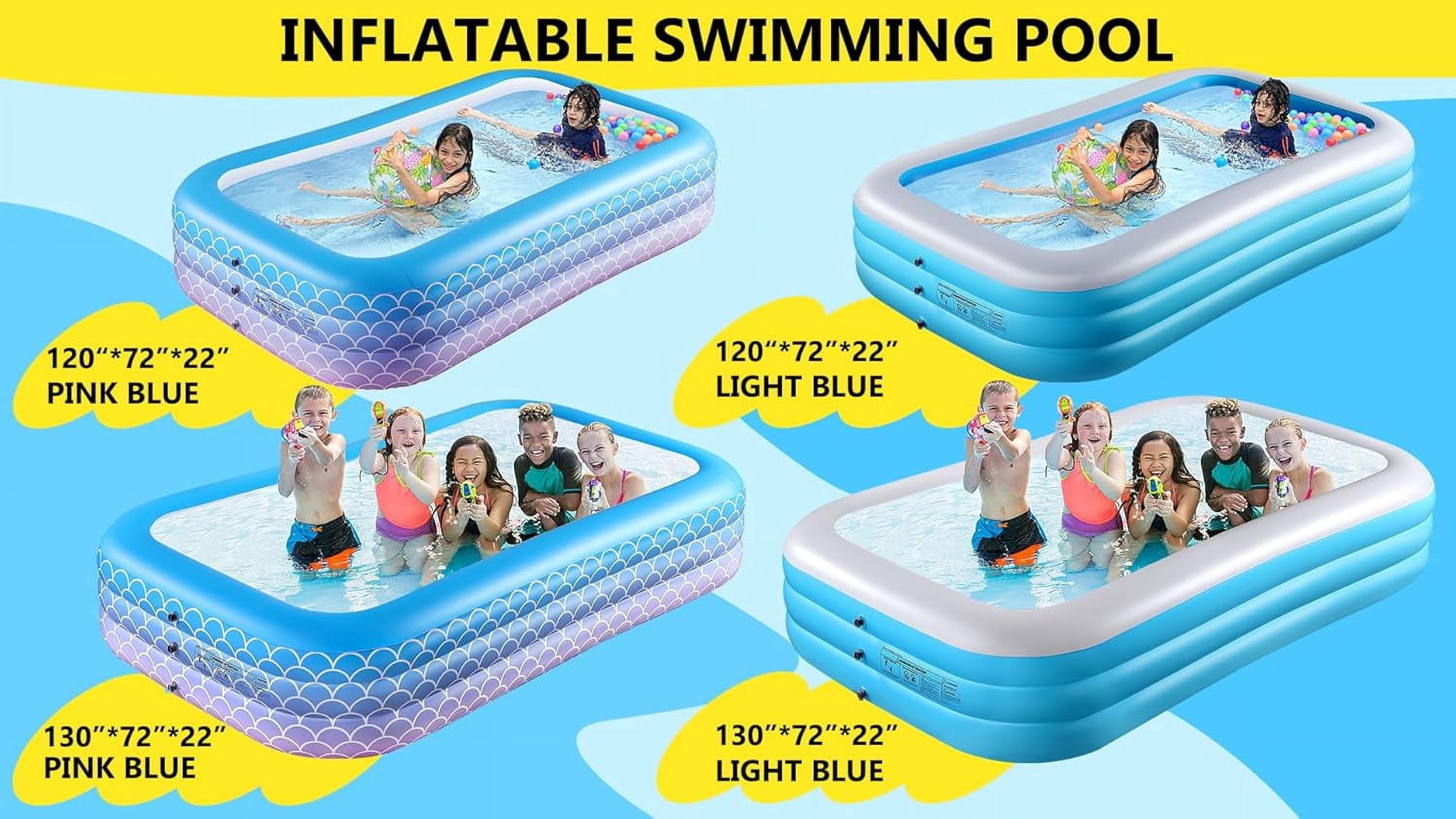 2025 Upgrade Inflatable Pool for Kids and Adults-120*72*22 Full-Sized Inflatable Swimming Pool Leakproof Blow Up Above Ground for Backyard Outdoor Garden Summer Water Party Pink