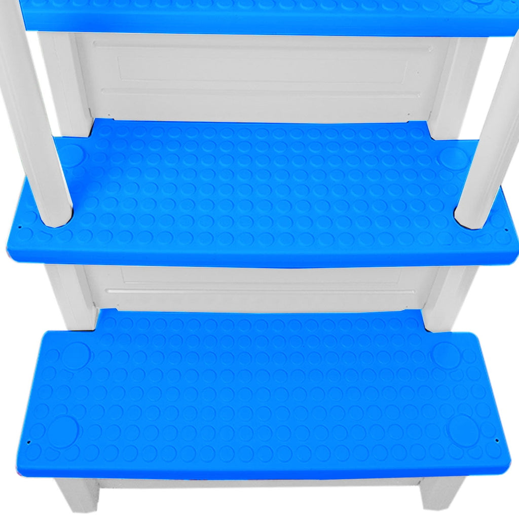Aqua Select White Anti-Slip Pool Steps with White Steps and White Outside Flip-up Safety Ladder, 48-54H