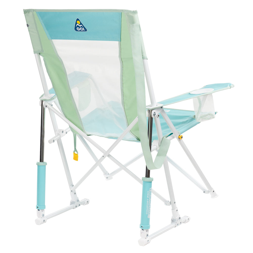 GCI Outdoor Comfort Pro Rocker Camping Chair with Mesh Backrest, Pastel Green Colorblock