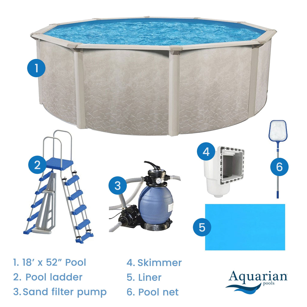 Aquarian Phoenix 18' x 52 Steel Frame DIY Family Above Ground Pool Kit