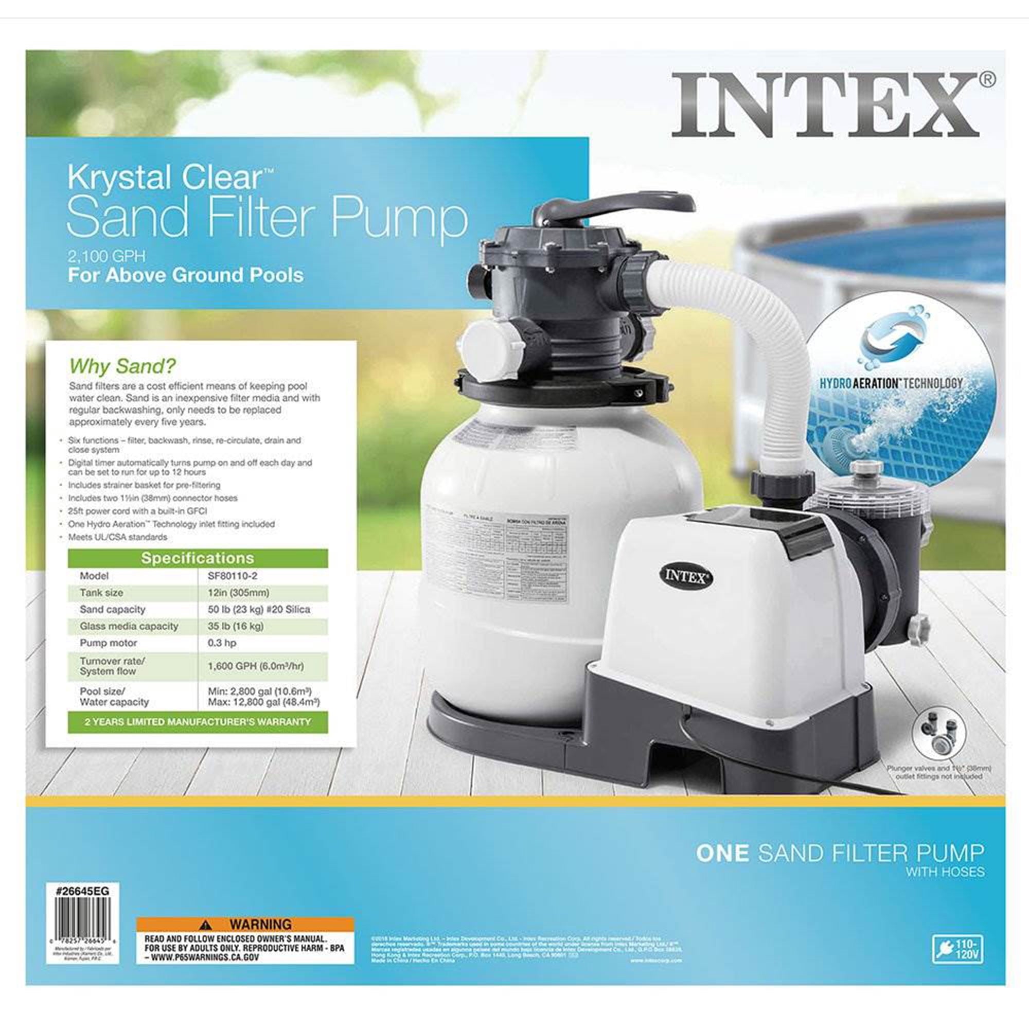 Intex 12 Ft x 30 Inches Metal Frame Set Above Ground Swimming Pool with Filter & Cover