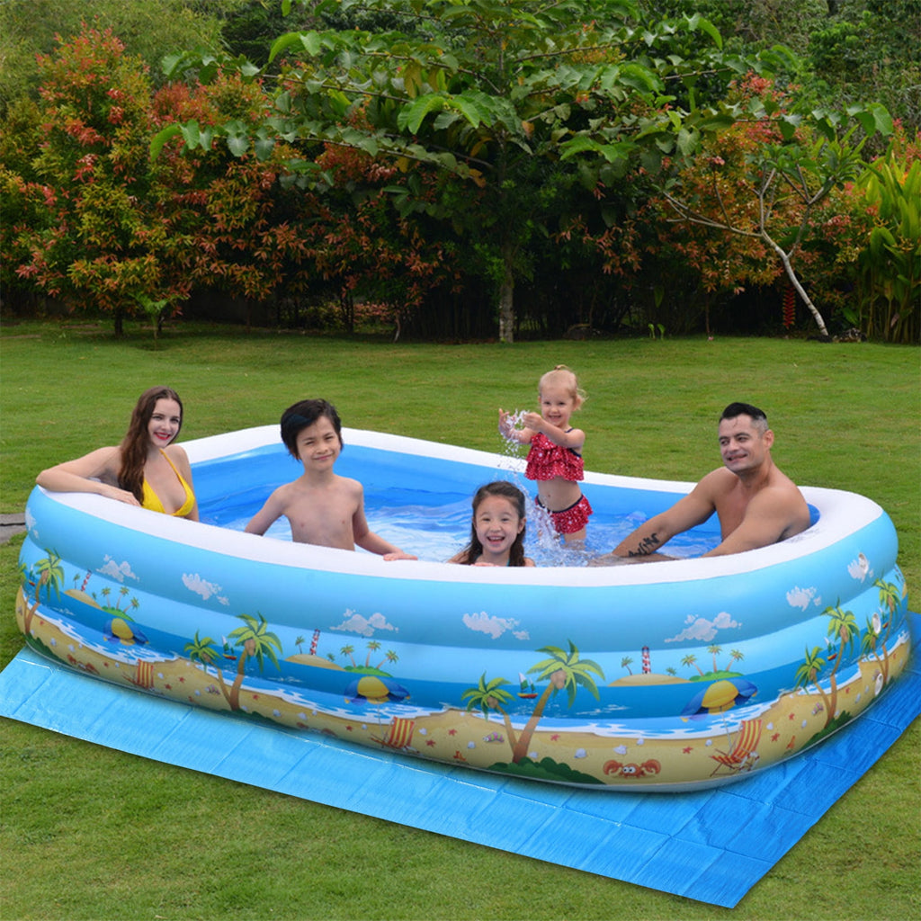 Loyerfyivos Inflatable Swimming Pool Ground Cloth, 500*300cm Full-Sized Large Inflatable Family Pool Ground Cloth, Summer Water Party, Outdoor, Garden Backyard, Suitable for Kids and Adults