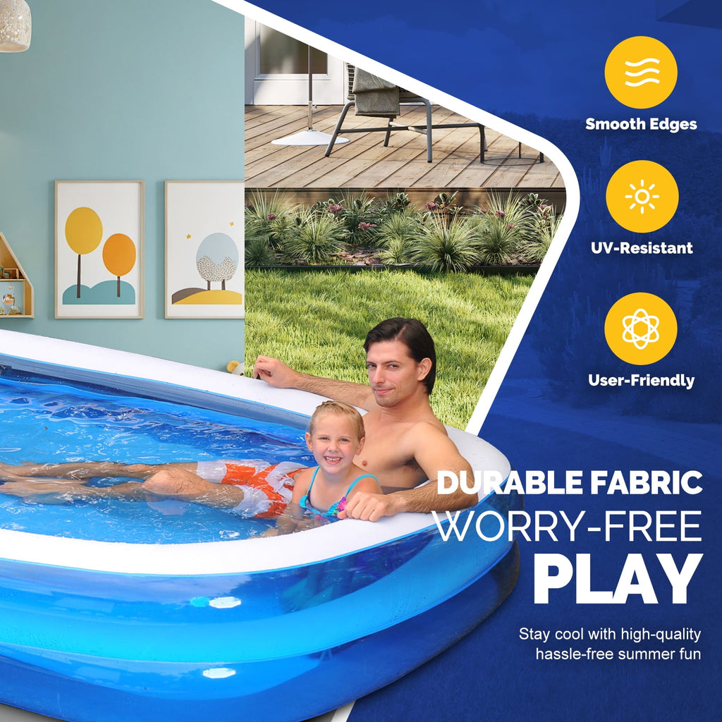 Honeydrill Inflatable Swimming Pools for Kids and Adults, 43 x 34.5 x 13 Blow Up Pool for Backyard, Blue