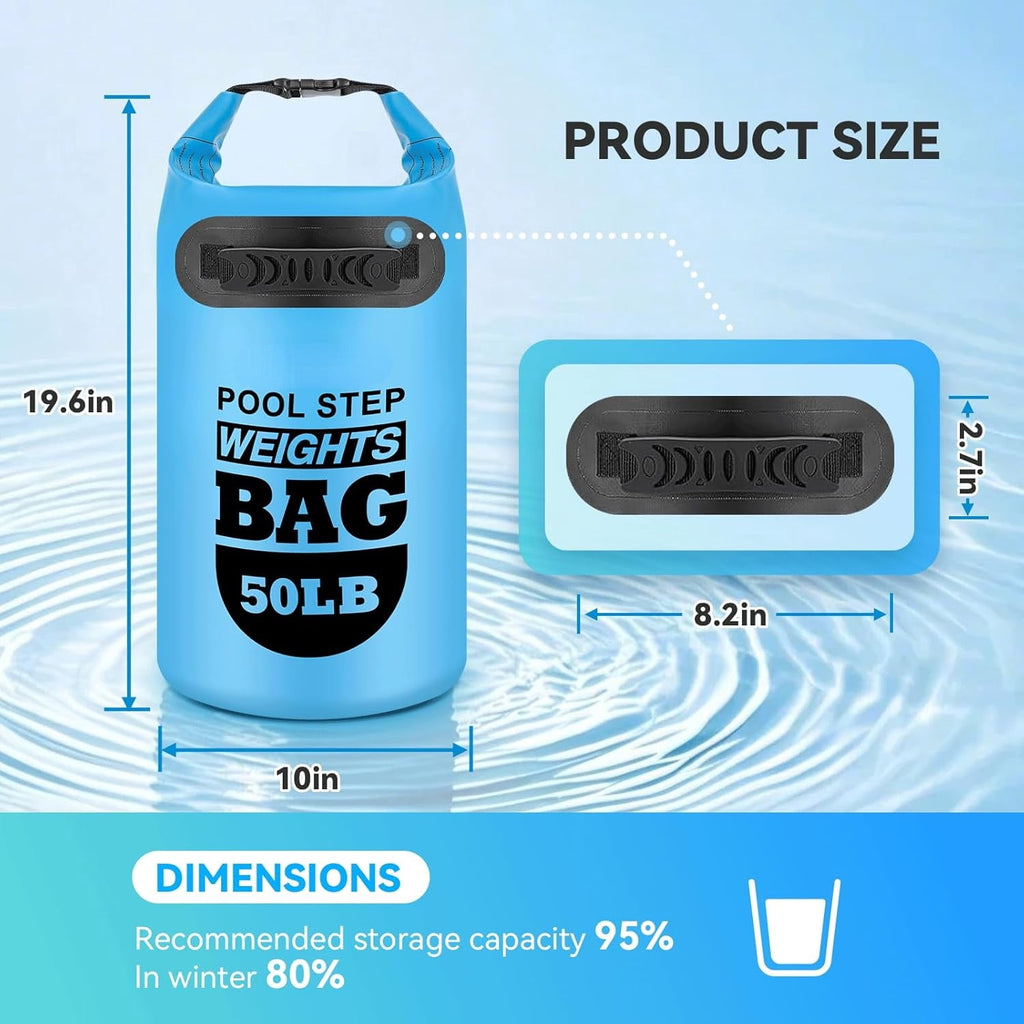MM 2 pack 25lb Heavy Duty Pool Ladder Weights,Sand Fillable Universal Sand Bags Step Anchors,500D PVC Durable Waterproof&Foldable Sandbags for Above Ground Swimming Pools Stair,with Handle(Sky Blue)