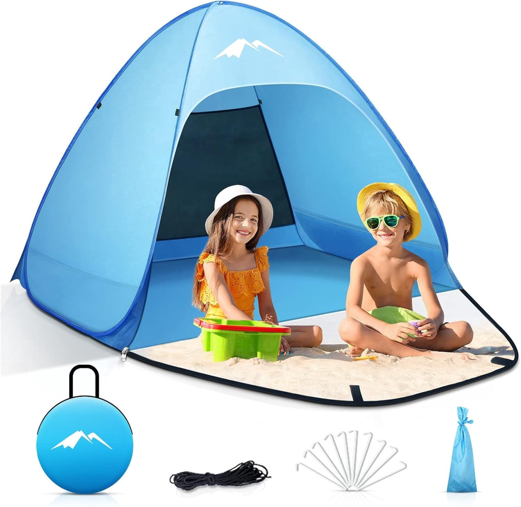 Pop up Beach Tent,  1-2 Person Portable Sun Shelter with UV 50+ Protection for Seaside and Picnic, Sky Blue
