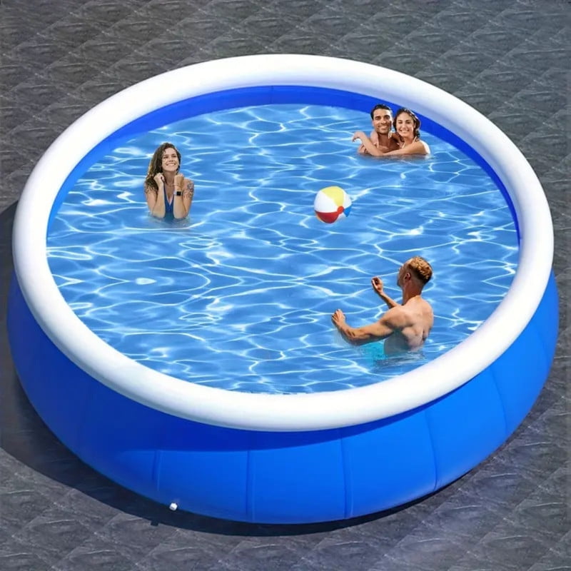 JXXRZ 8x2.1 Ft Inflatable PVC Swimming Pool, Outdoor Foldable Family Pool with Quick Drain