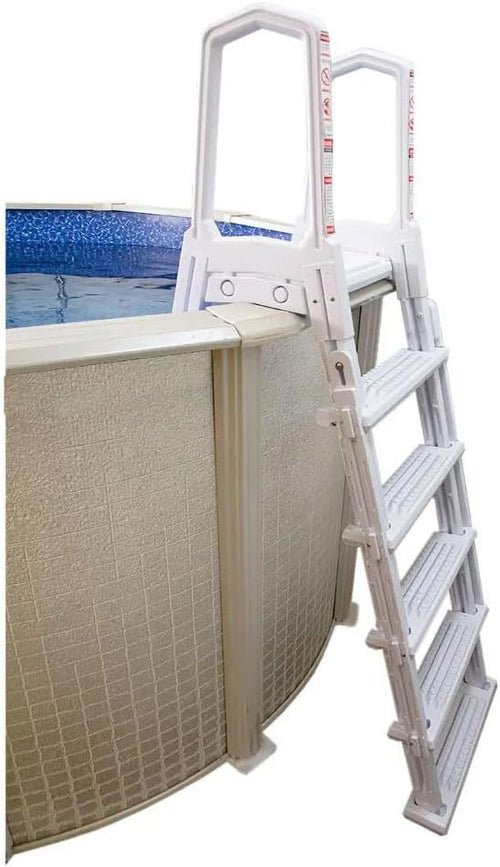 Aqua Select White Outside Flip-up Safety Ladder for Above Ground Pools 48-54H