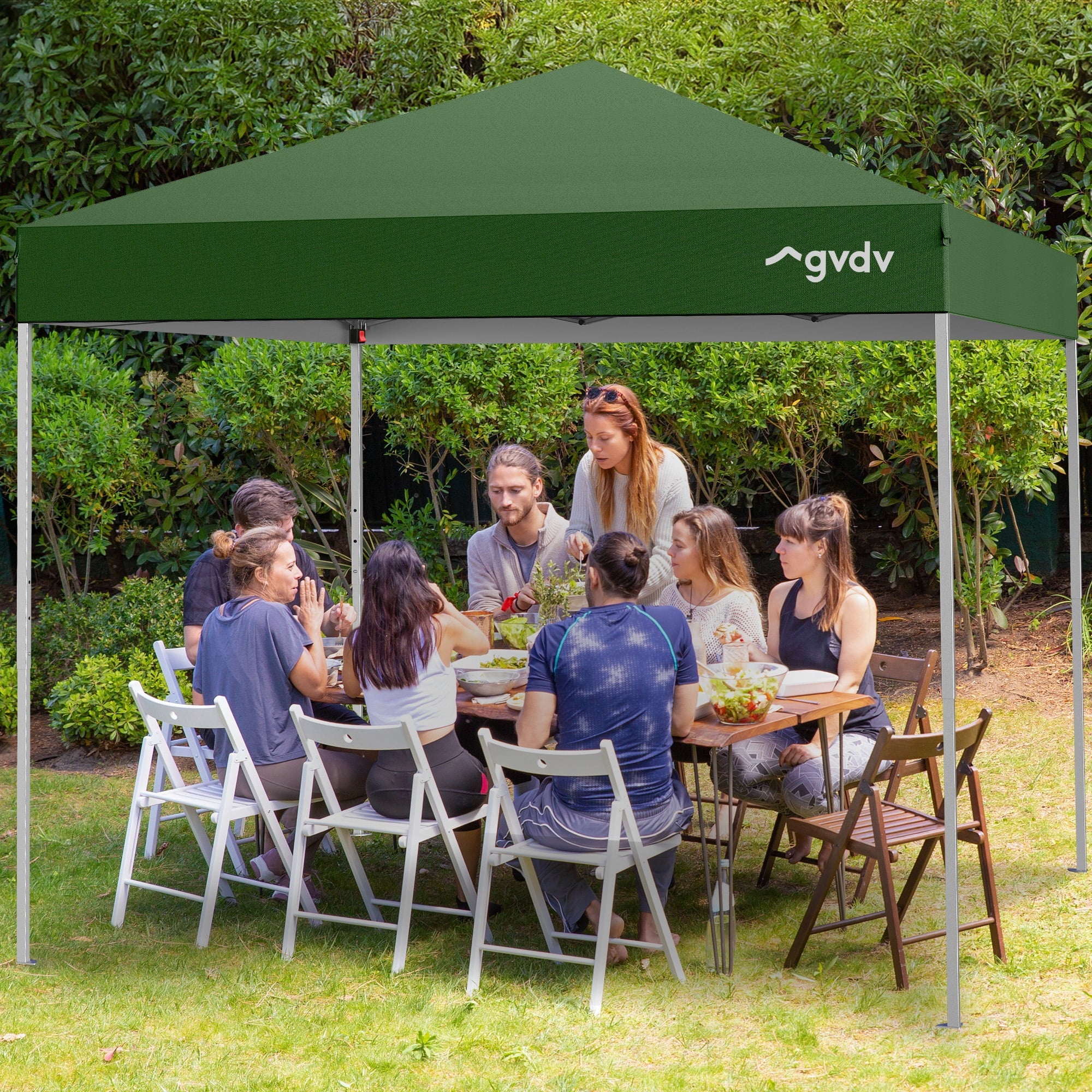 GVDV Canopy Tent, 10x10 ft Easy Pop up Outdoor Canopy Tent, Portable Straight Leg Gazebo Instant Canopy, Blue