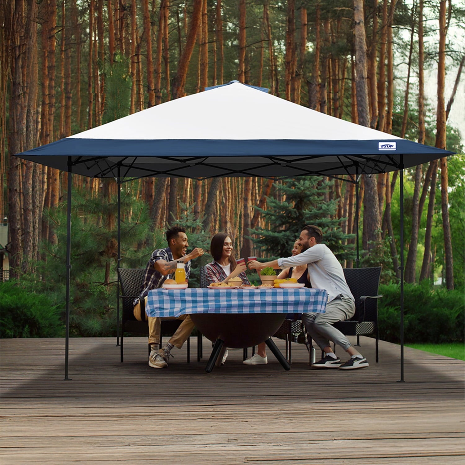 E-Z UP 13x13 ONE-UP Instant Canopy Tent – Pop Up Outdoor Shade Tent with Vented Top, Adjustable Height & Roller Bag