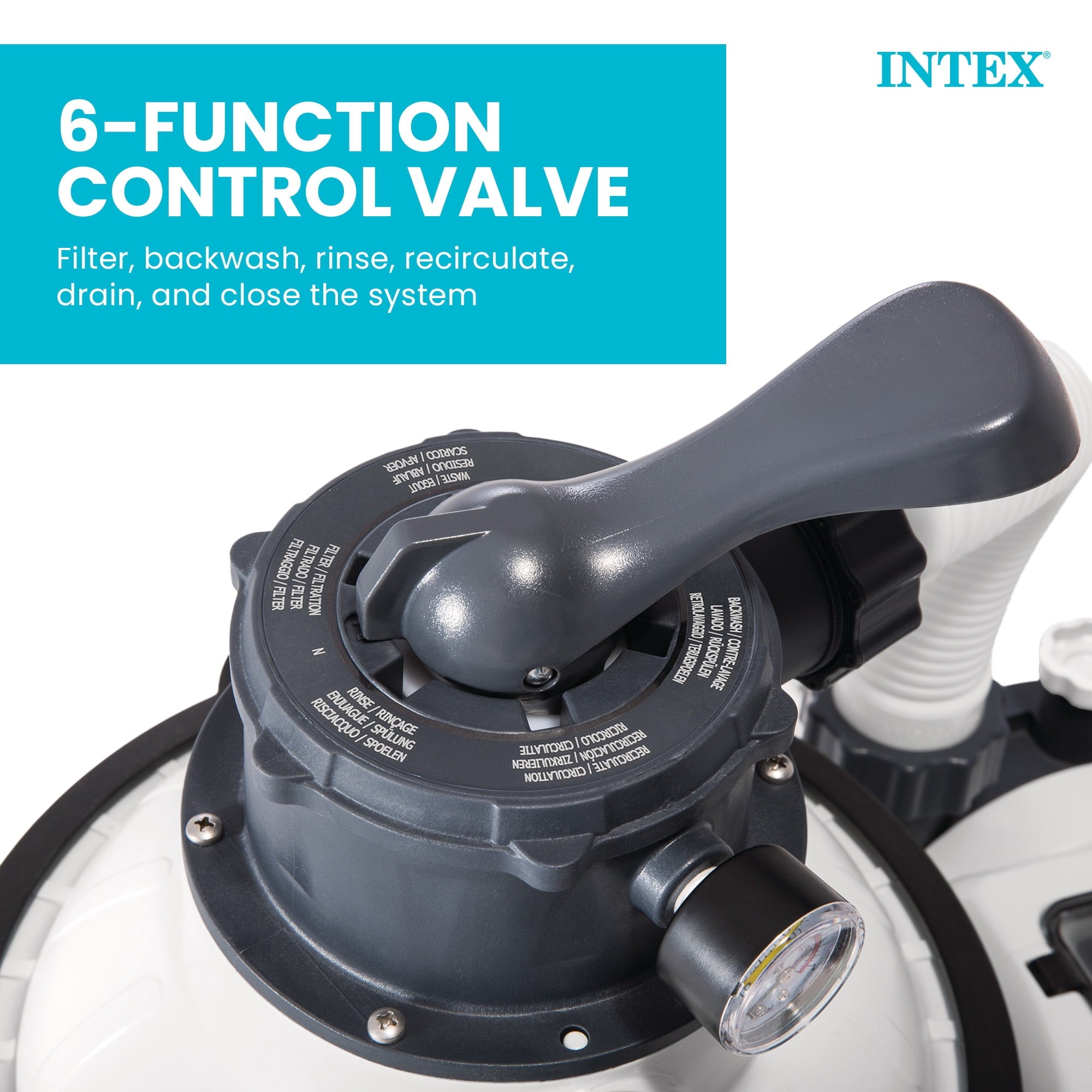Intex10 inch Krystal Clear Sand Filter Pool Pump, 1500 Gph Motor 1200 GPH System Flow Rate with GFCI, 110-120 V