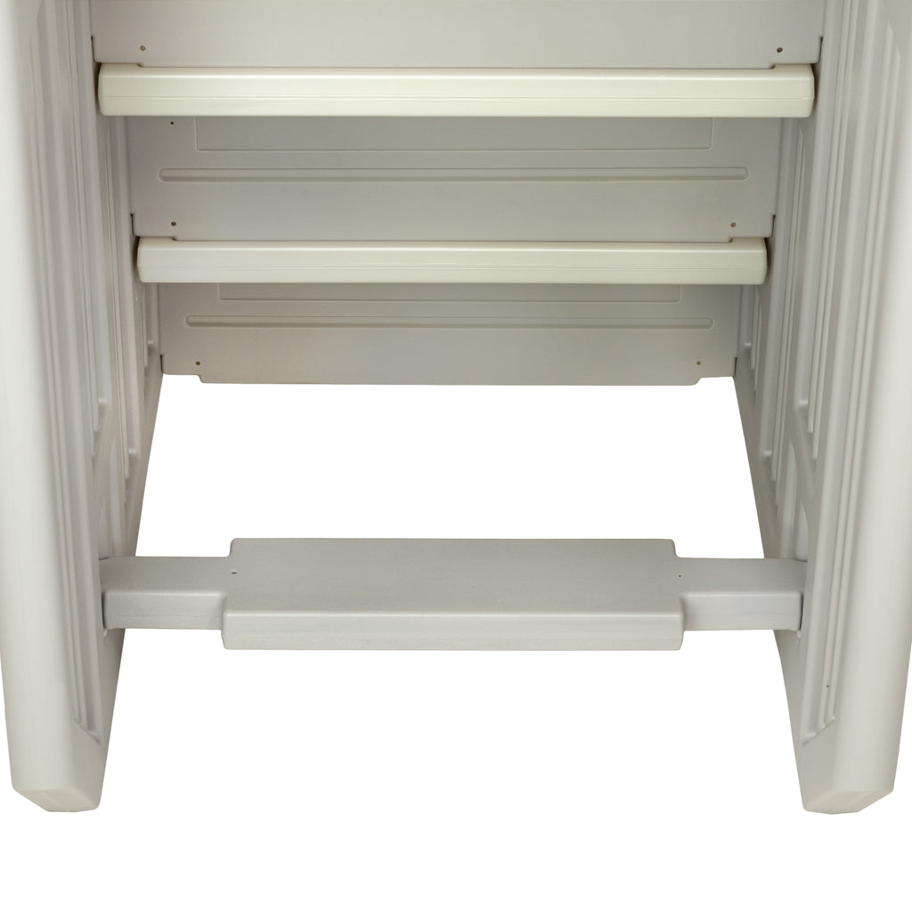 Aqua Select White Anti-Slip Pool Steps with White Steps and White Outside Flip-up Safety Ladder, 48-54H