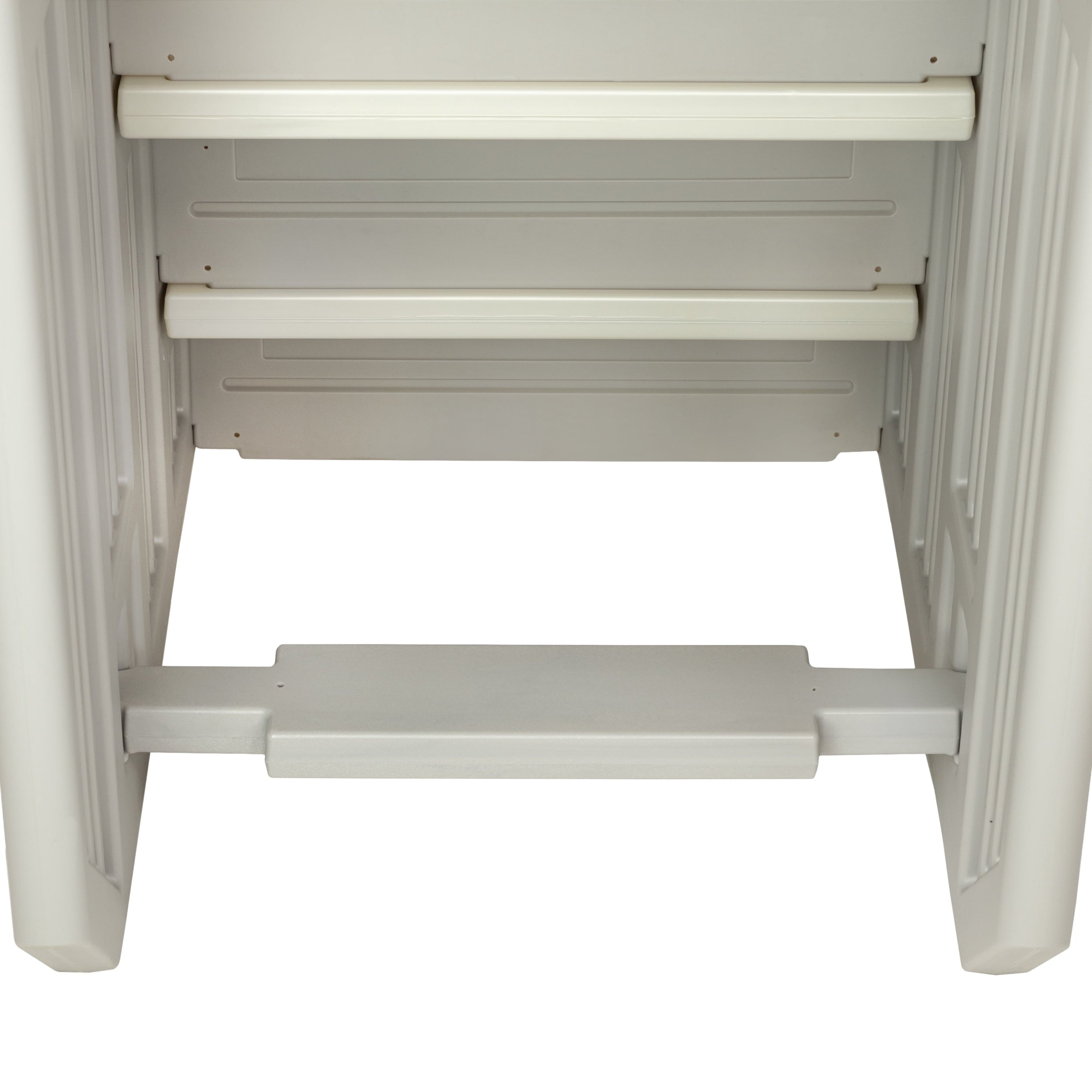 Aqua Select White Anti-Slip Pool Steps with White Steps and White Outside Flip-up Safety Ladder, 48-54H