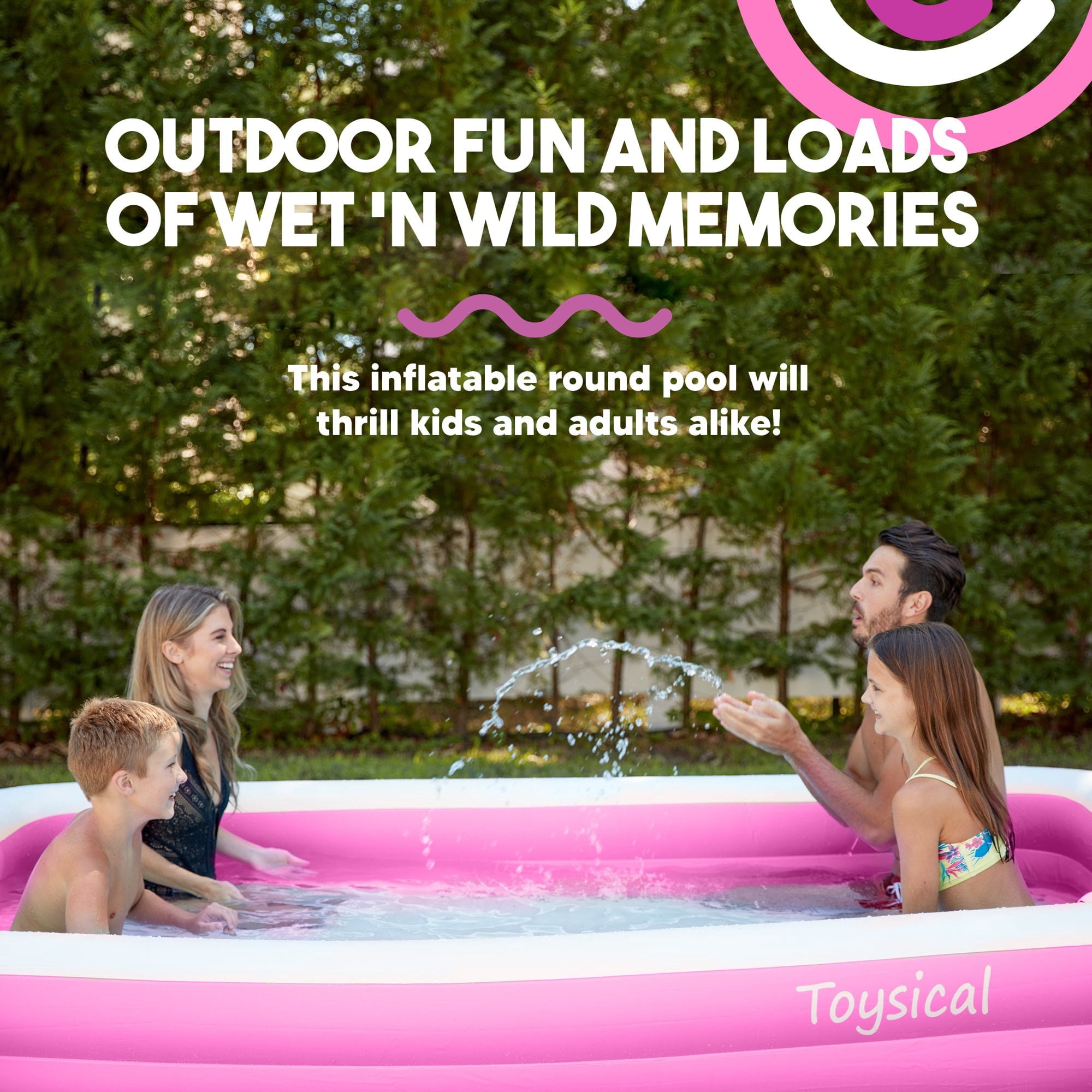 Toysical Inflatable Pool with Air Pump - 118 x 72 x 22” Above Ground Pool, Swimming Pools for Kids and Adults and The Entire Family ,More Durable Than Other Blow Up Pools , Includes Patches