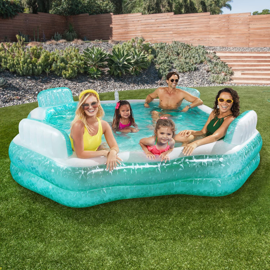 Funsicle 8.7ft Summer Escape Pool, Inflatable Family Swimming Pool, Lagoon Blue, Rectangular, Age 6 & up