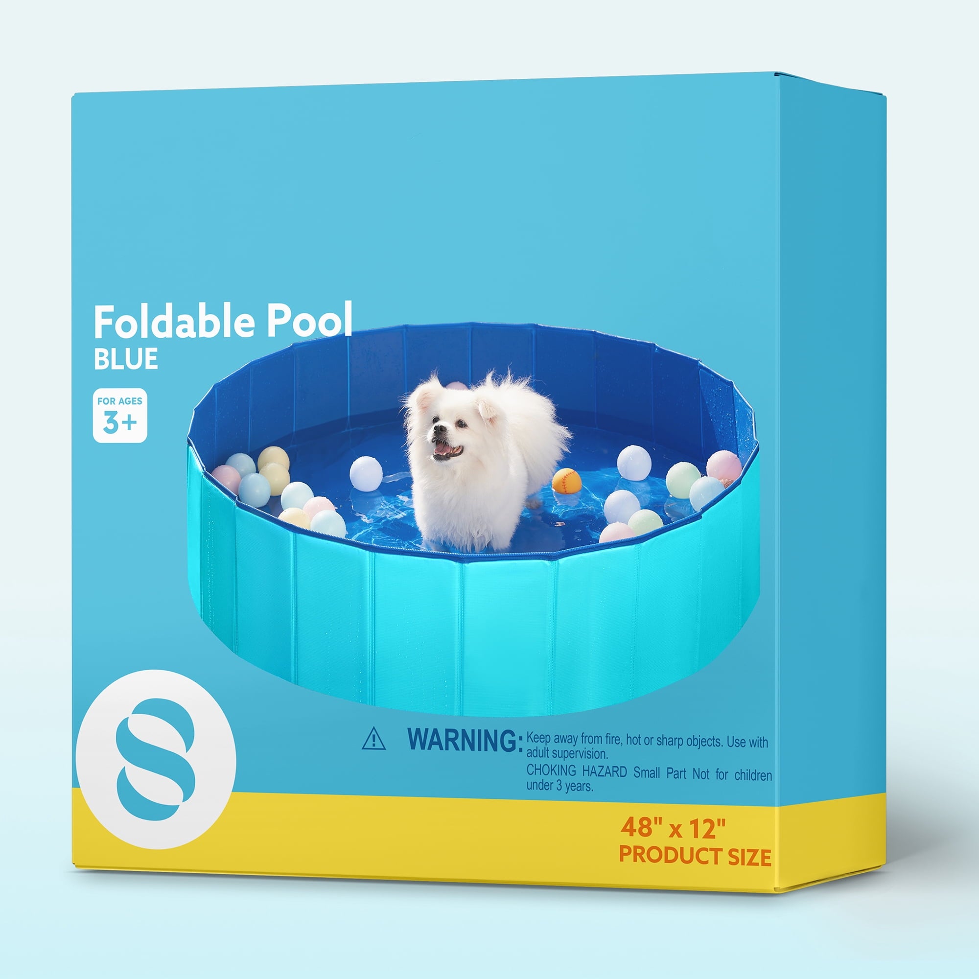 JOYFY Foldable Pool Plastic Kiddie Pool, Portable Doggie Swimming Pool for Dogs Cats and Kids(63 x 12, Blue)