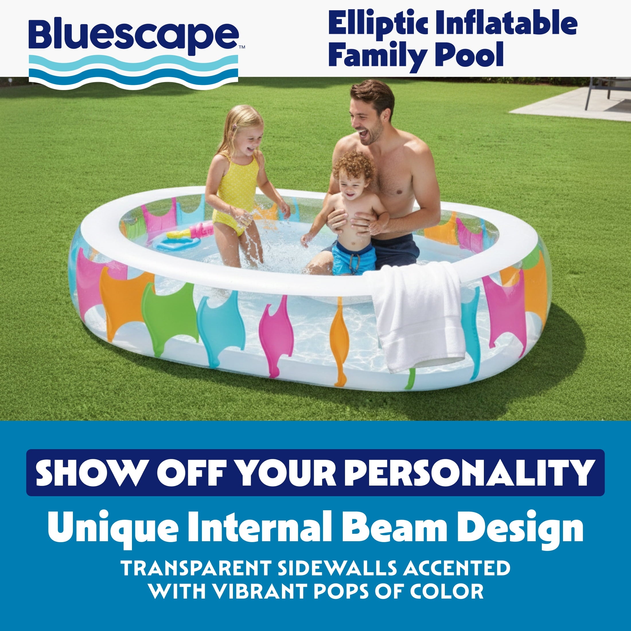 Bluescape Elliptic Inflatable Family Pool 7'6 x 60 x 20