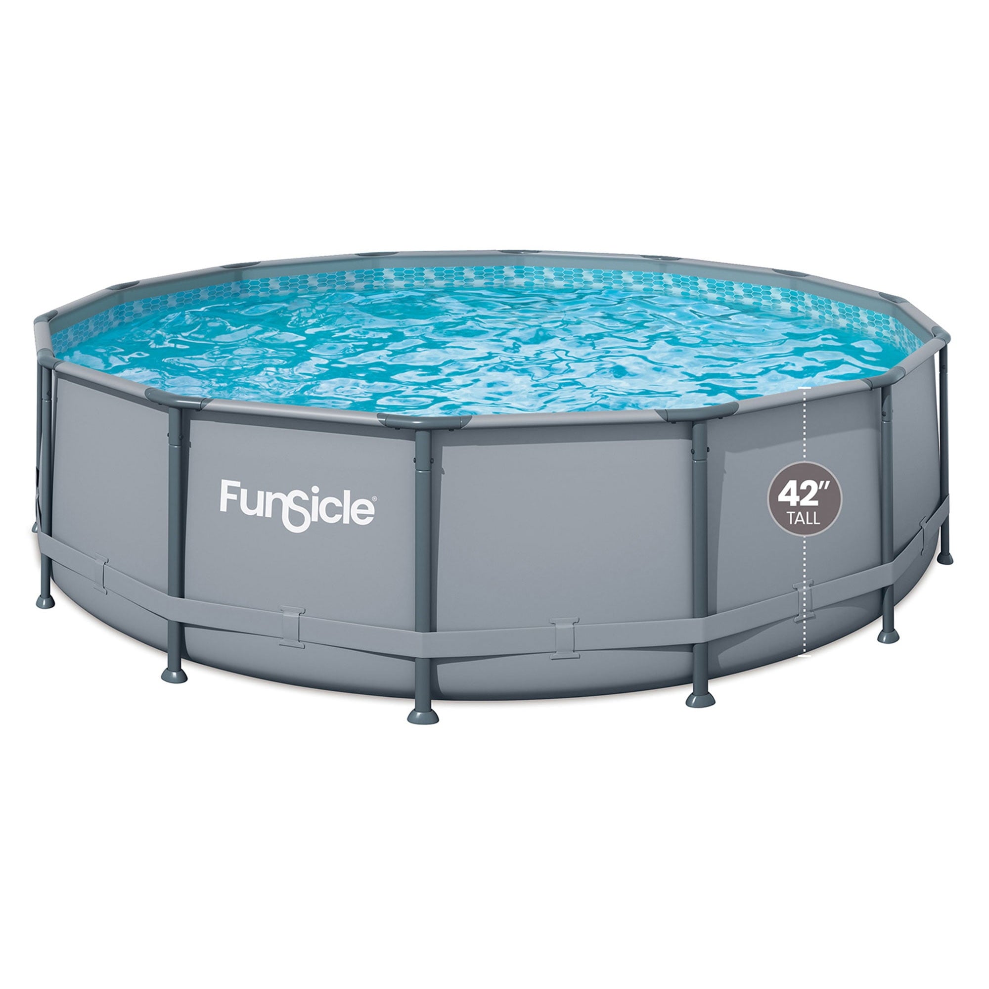 Funsicle 14' x 42 Oasis Above Ground Pool Set with Pump, Round Frame - Cool Gray