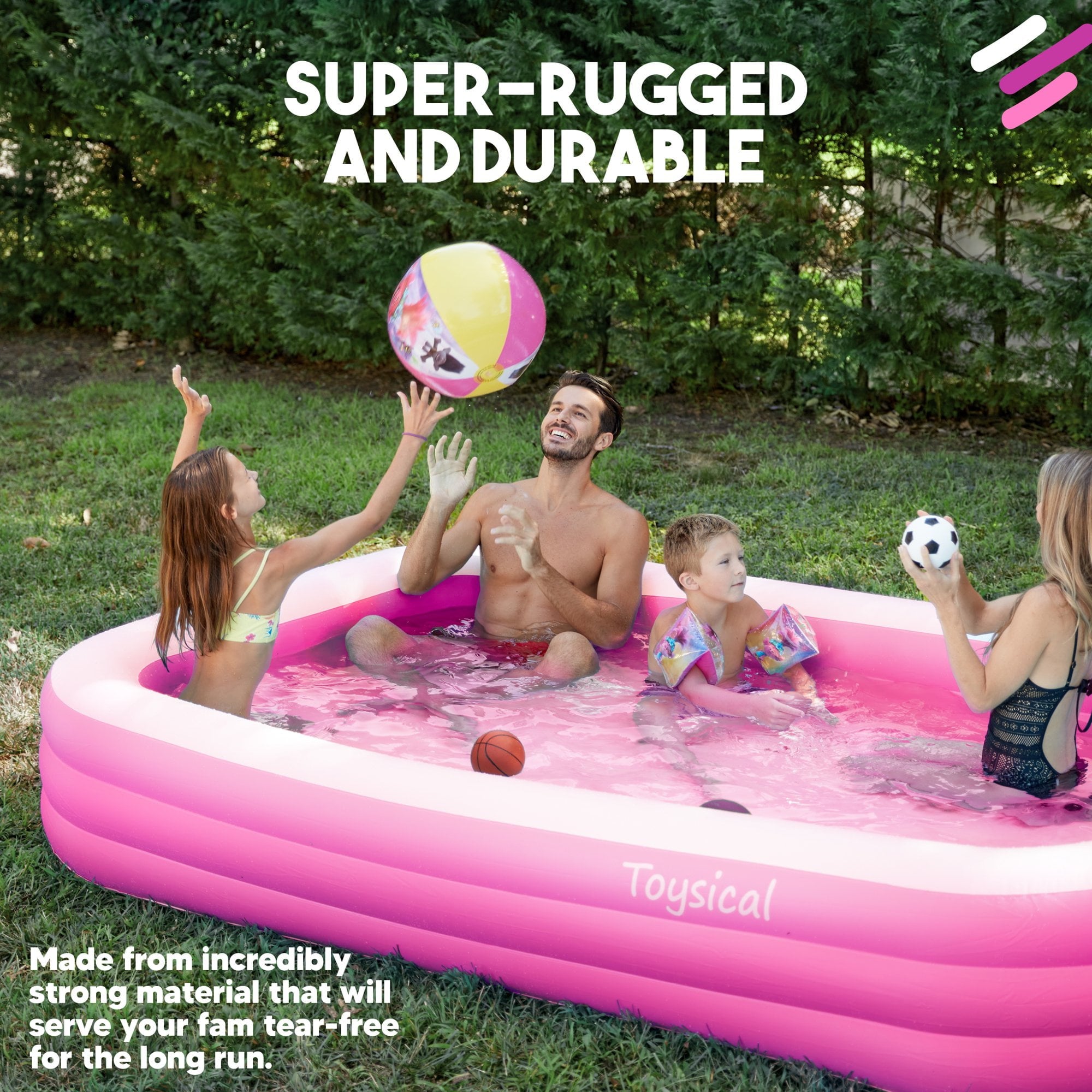 Toysical Inflatable Pool with Air Pump - 118 x 72 x 22” Above Ground Pool, Swimming Pools for Kids and Adults and The Entire Family ,More Durable Than Other Blow Up Pools , Includes Patches