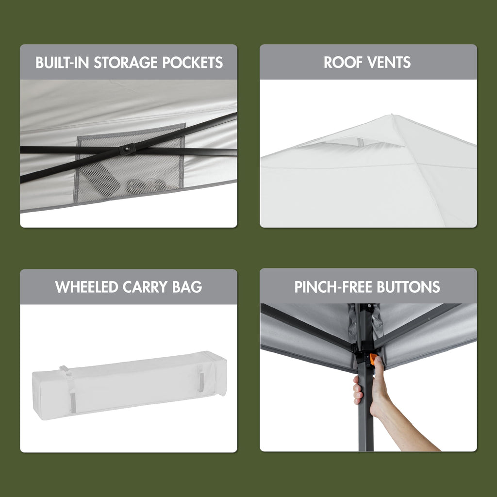 Ozark Trail 12' x 12' Instant Straight Leg Canopy for Camping - Gray